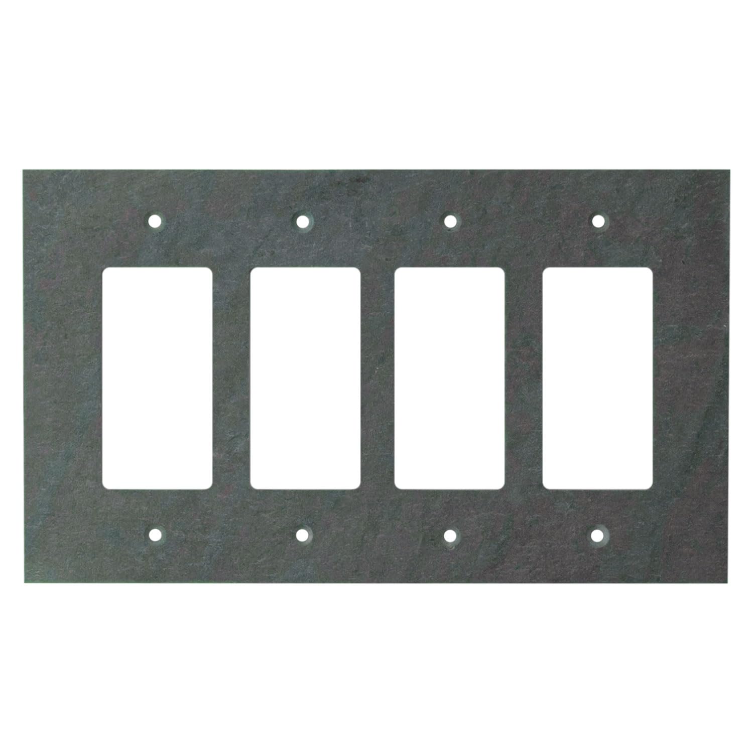 4 Gang GFCI Rocker Electrical Switch Plate Outlet Wall Plate | Decora Quad Decorator Light Switch Cover Faceplate | Decorative Mottled Vermont Slate Design | 8.5” W x 5” H | Perfect for Home, Office & Commercial Renovations