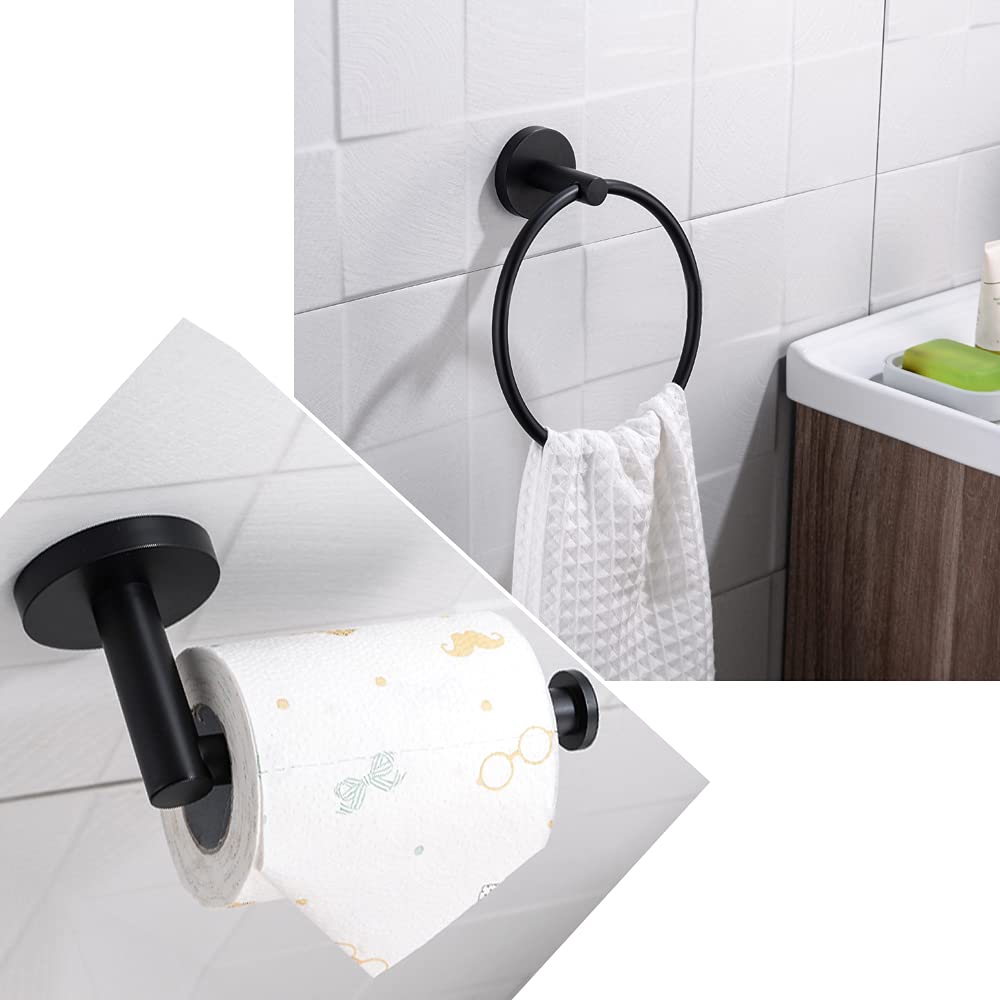 2-Piece Brushed Nickel Toilet Paper Holder and Towel Ring Set - Durable Stainless Steel Bathroom Hardware with Mounting Kit - Perfect for Modern Bathroom & Kitchen Decor (Brushed Nickel Finish)