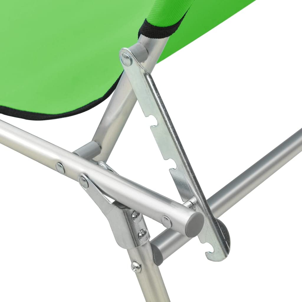 Portable Folding Sun Lounger with Adjustable Backrest & Canopy - Beach Chair, Patio Lounge, Poolside Furniture for Outdoor Relaxation in Yard, Balcony or Vacation | Durable Steel Frame in Apple Green