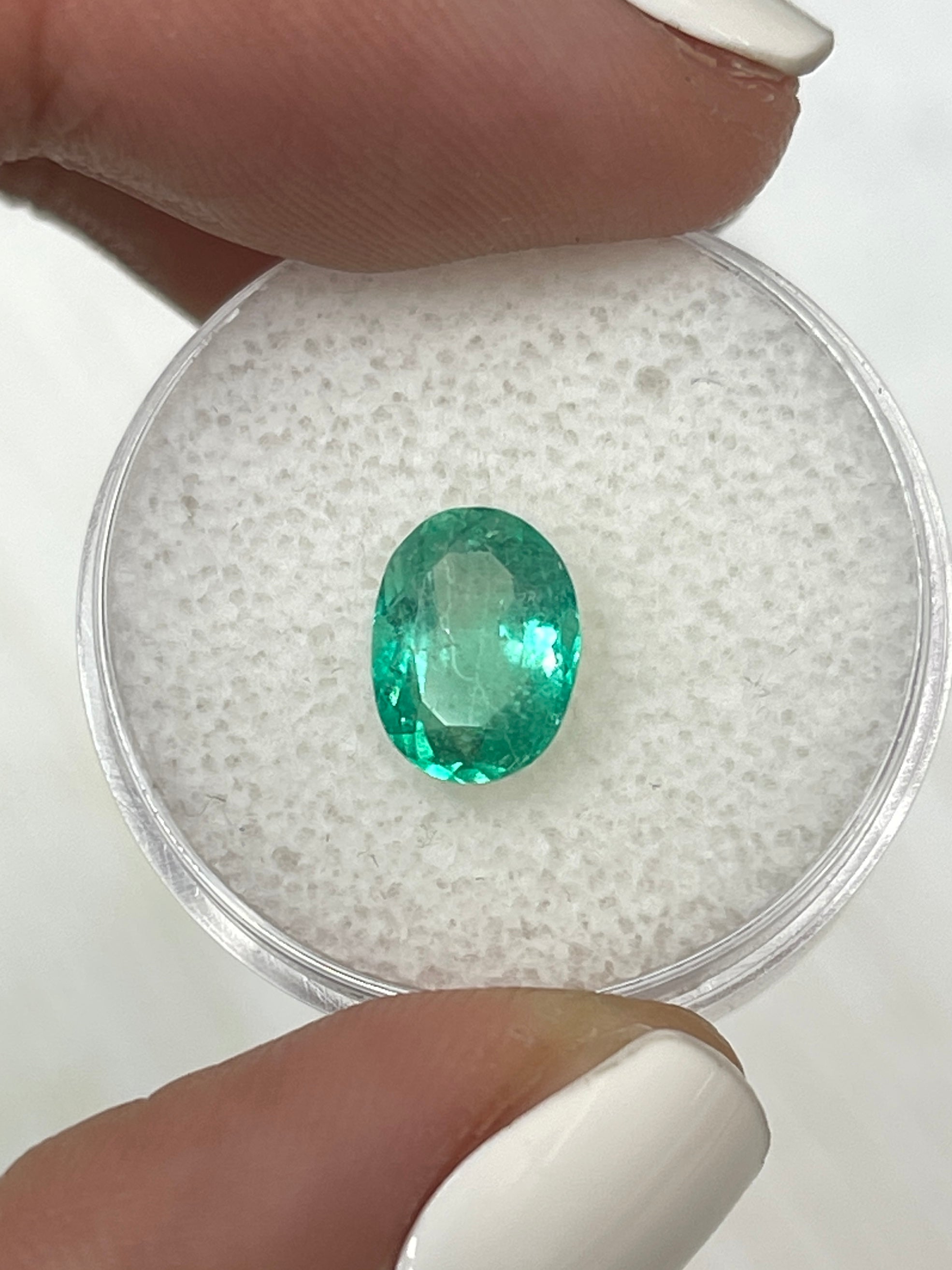 1.86 Carat Medium Light Green Natural Loose Colombian Emerald Oval Cut Gemstone for Jewelry Making, Engagement Rings & Fine Collections
