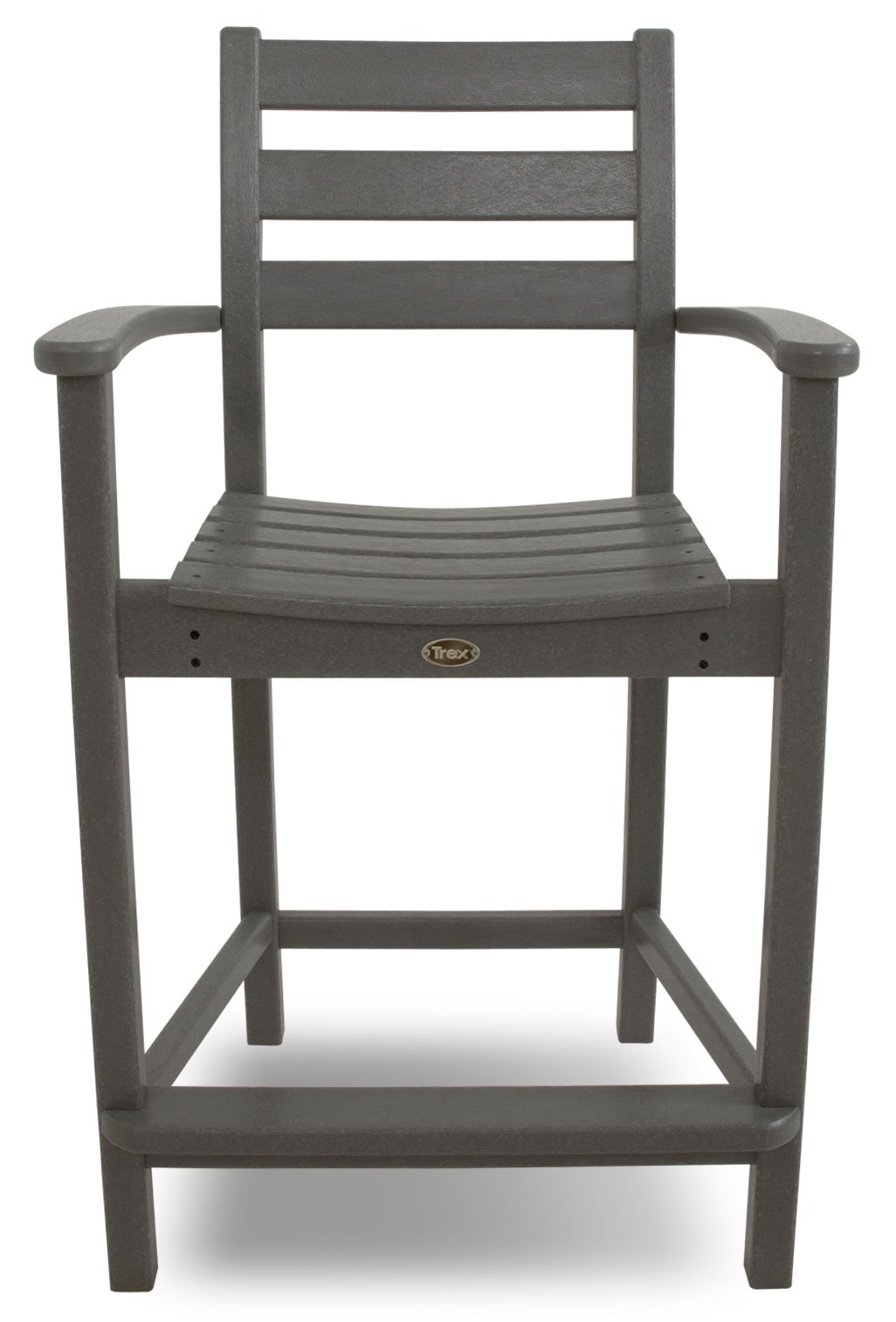 Trex Outdoor Furniture Monterey Bay Counter Arm Chair in Stepping Stone - Durable Patio Bar Stool for Backyard, Deck & Poolside Dining - Weather-Resistant & Comfortable Outdoor Seating