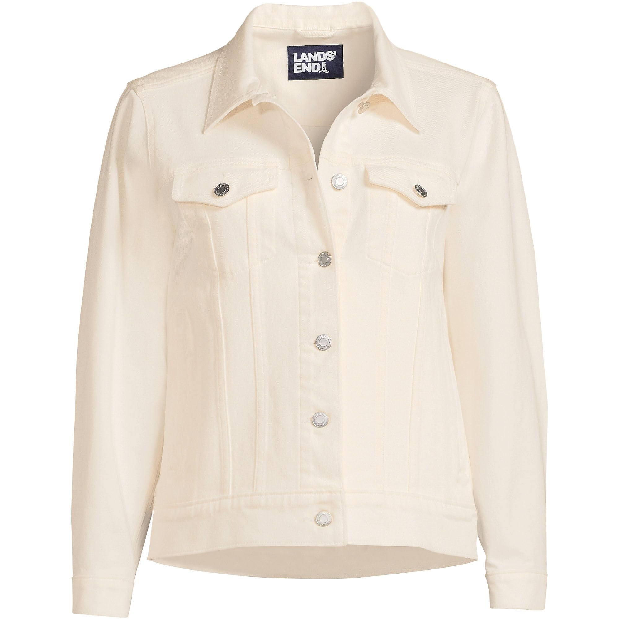 Lands' End Women's Denim Trucker Jacket - Classic Blue Denim Jacket for Women, Casual & Stylish Outerwear - Perfect for Everyday Wear, Layering, and Outdoor Activities