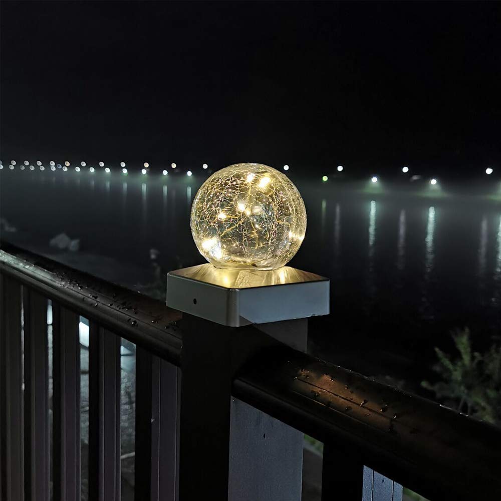 2PK Solar Post Cap Lights - Waterproof Outdoor LED Lights for Deck, Fence, Patio & Garden - Warm White Decorative Lighting for Wooden or Vinyl Posts - Perfect for Backyard, Pathway & Landscape Lighting