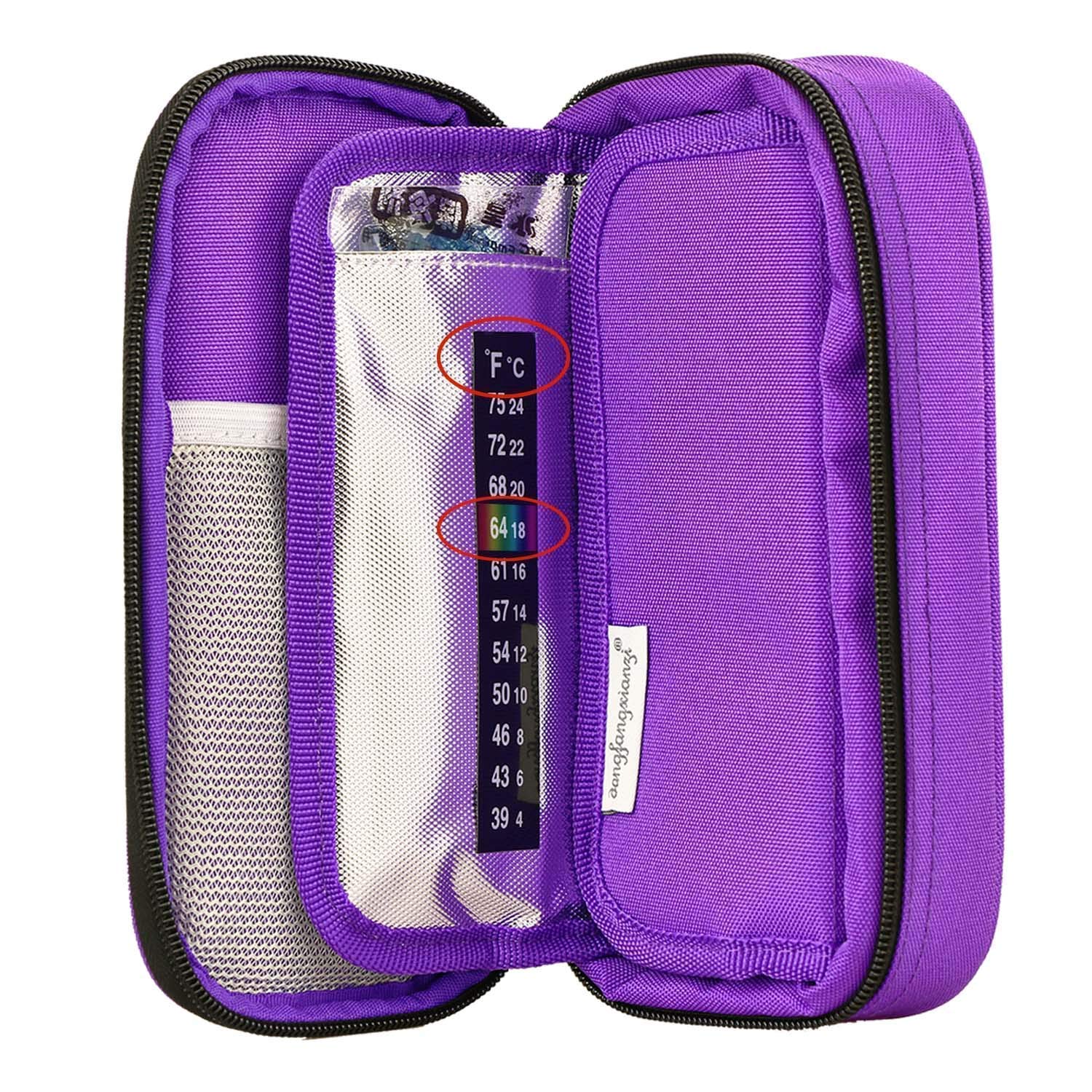 YOUSHARES Portable Insulin Cooler Travel Case - Diabetic Medication Insulated Organizer with 2 Ice Packs, Perfect for Insulin Pens and Diabetic Supplies, Ideal for Travel, Work, and Daily Use (Purple)