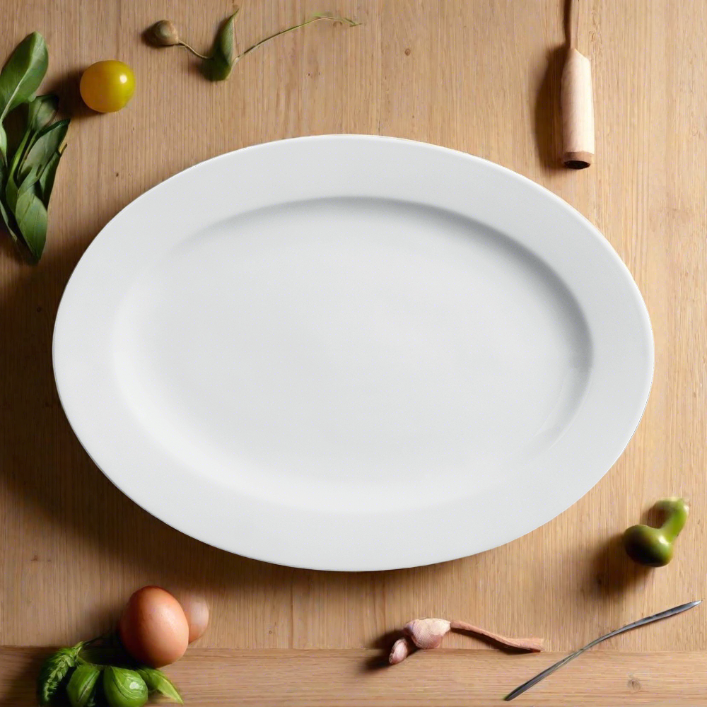 Cameo 210 163 Imperial White 16-Inch Oval Platter - Set of 10 - Elegant Serving Dish for Dinner Parties, Buffets & Catering Events