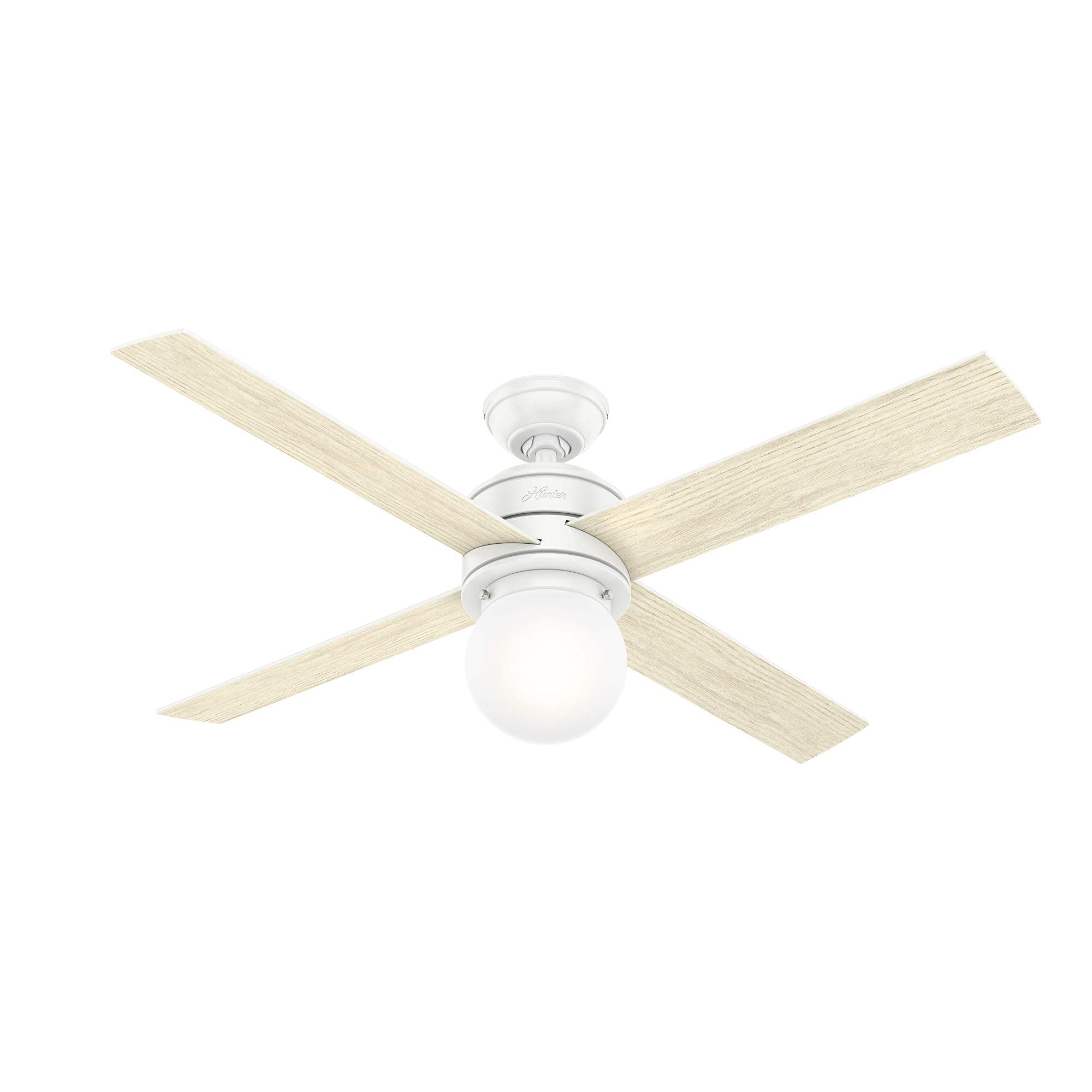 Hunter Fan 52 Inch Matte White Indoor Ceiling Fan with Light Kit - Energy Efficient Quiet Motor, 3 Speed Settings - Perfect for Living Room, Bedroom & Office (Renewed)