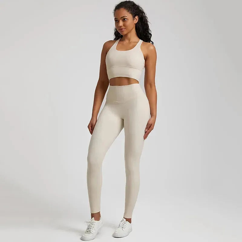 Buttery Soft 2-Piece Yoga Set for Women - Strappy Sports Bra & High Waist Leggings | Workout Outfit, Gym Clothing & Sports Suits | Perfect for Yoga, Pilates & Fitness Training
