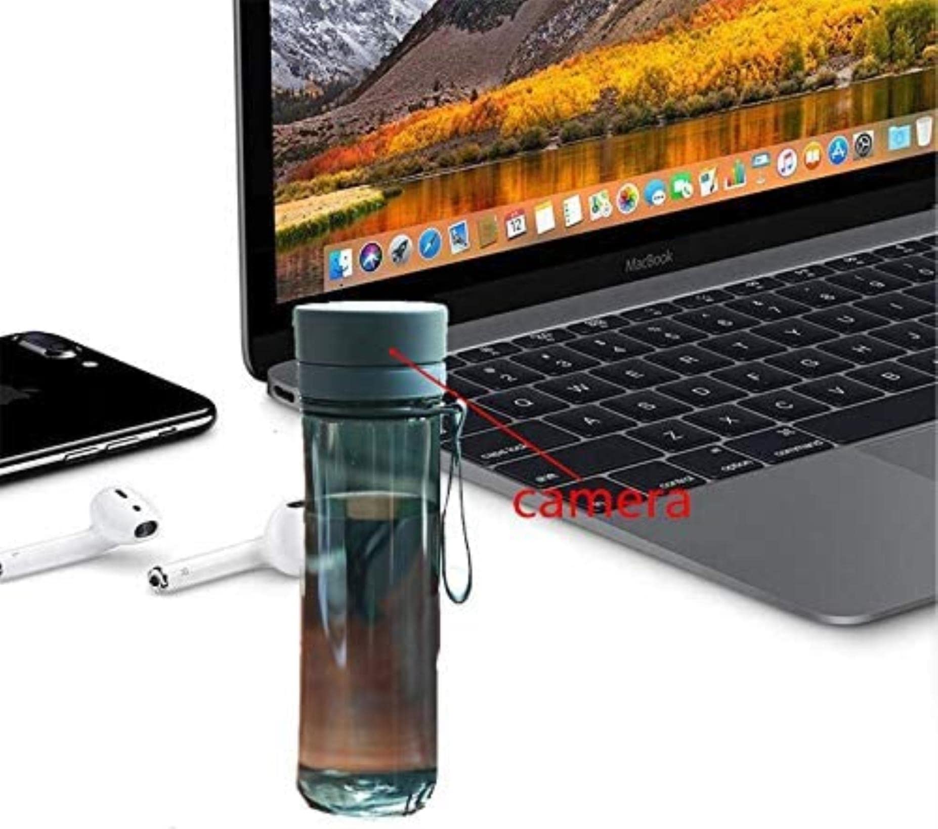 AADECOR WiFi Water Bottle Spy Camera - 4K Full HD Hidden Camera, Disguised as Handgrip Cup for Indoor/Outdoor Security Surveillance | Perfect for Home Security, Office Monitoring & Covert Recording