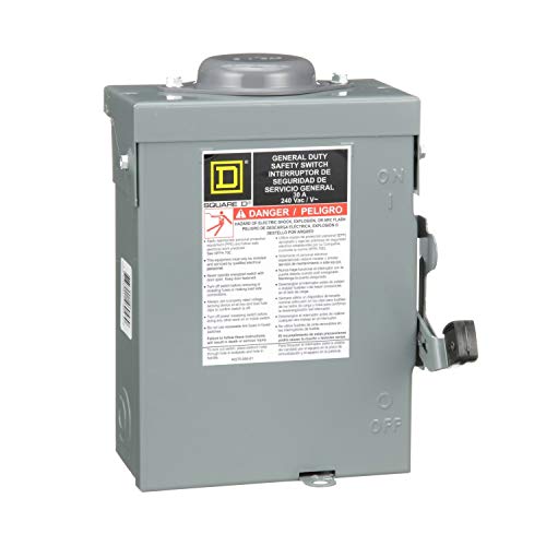 Square D by Schneider Electric DU222RB 60A 240V 2-Pole Load Break Switch - Heavy Duty Electrical Disconnect for Industrial & Commercial Use