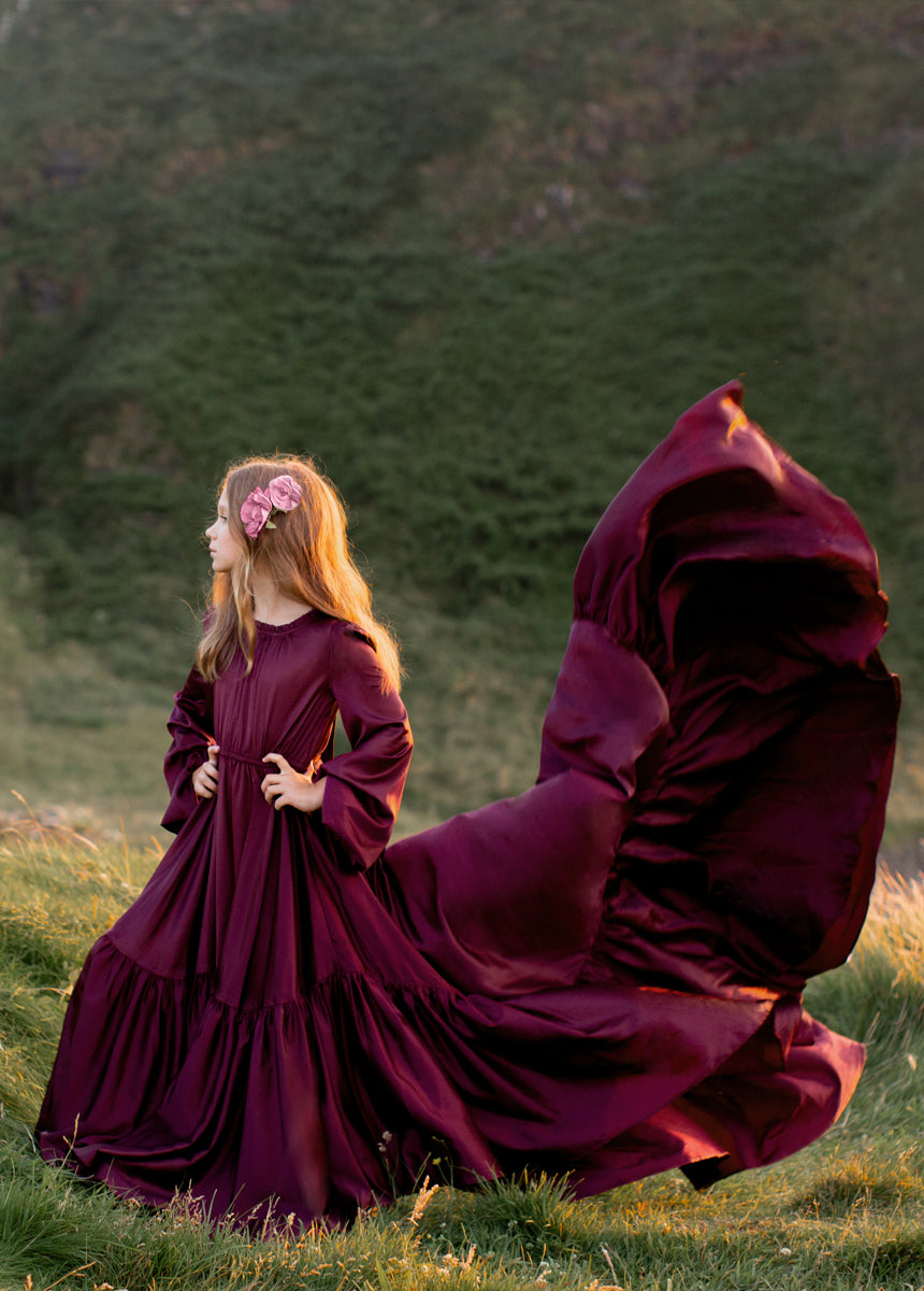 Leana Impact Dress in Plum - Elegant Flowy Midi Dress for Women, Perfect for Weddings, Parties & Special Occasions