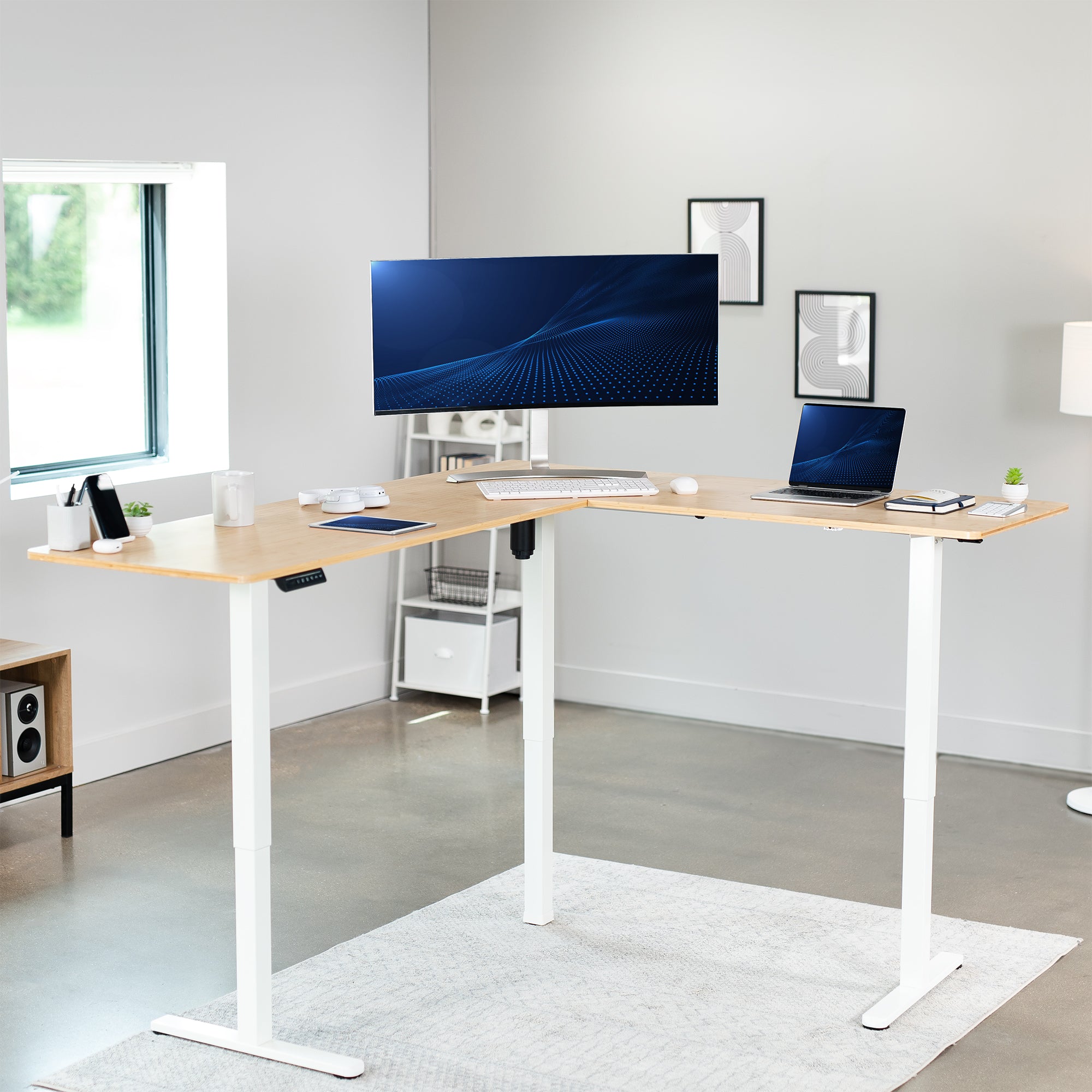 E3 Series Corner Electric Standing Desk - Adjustable Height Home Office Desk for Work & Study | Perfect for Small Spaces & Ergonomic Workspaces