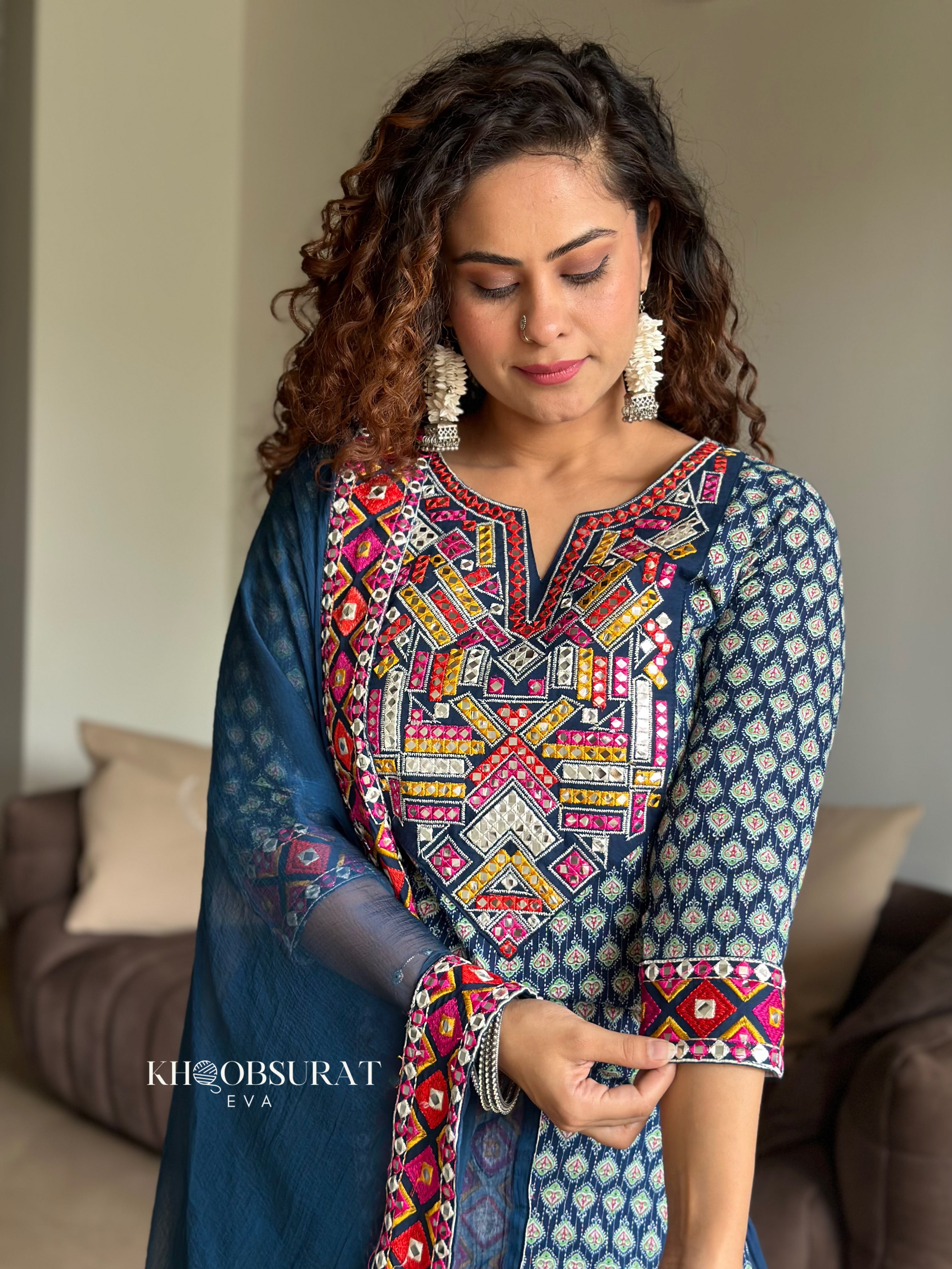 Radha Blue Kurta with Afghani Salwar - Traditional Indian Ethnic Wear for Women | Perfect for Festivals, Weddings & Cultural Events