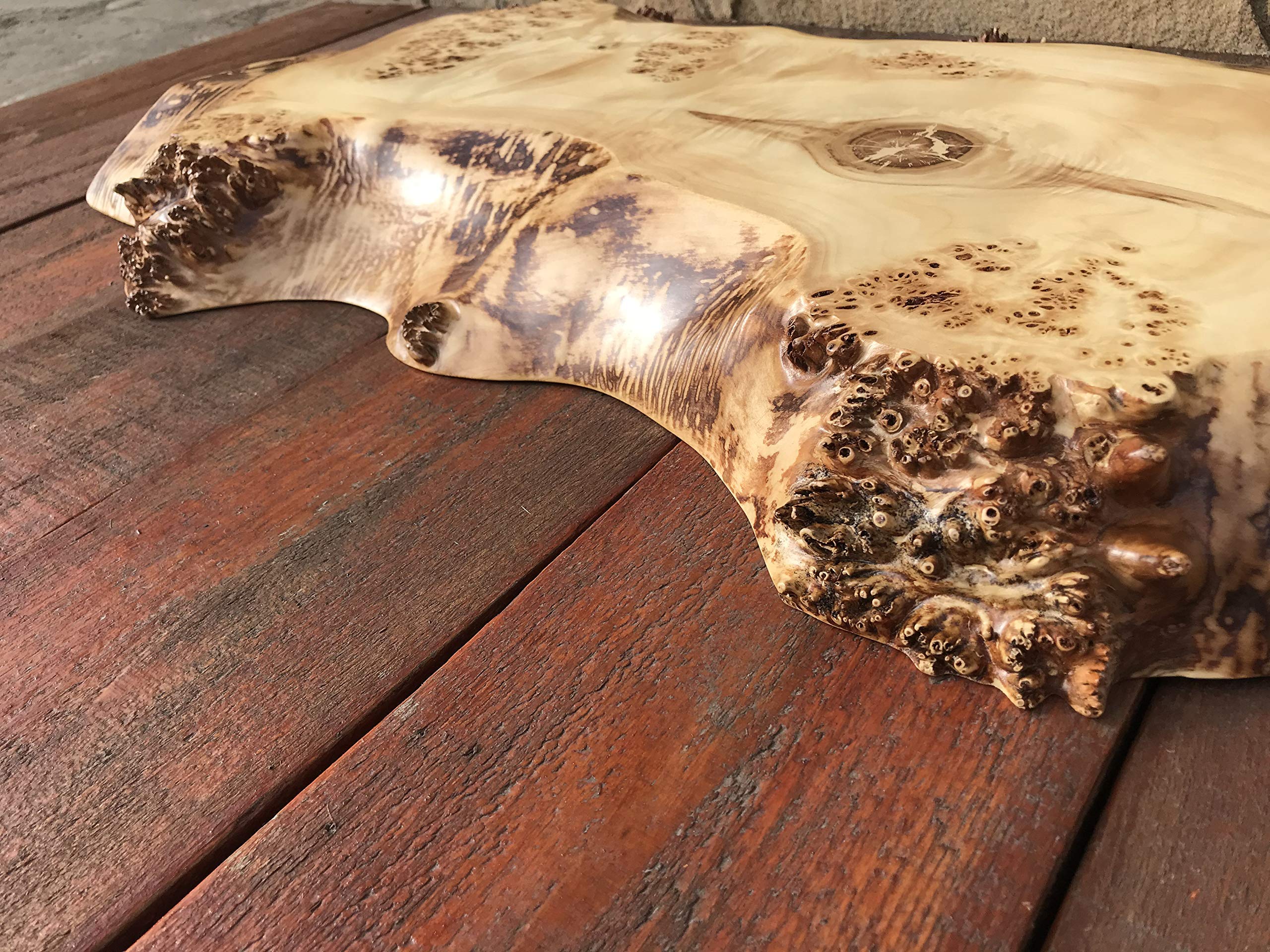 Handcrafted Poplar Burl Live Edge Table Top - Natural Wood Slab for Dining Room, Kitchen Island, or Rustic Home Decor