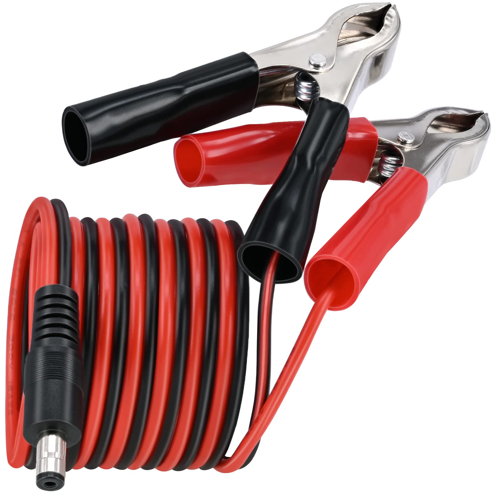 Yeebline DC 5.5x2.1mm Battery Clamp Extension Cable - 5FT 16AWG 12V DC Power Cord with Alligator Clips - Male to Battery Clamp Adapter for Car Charger, Power Supply, Solar Panels, and DIY Electronics Projects