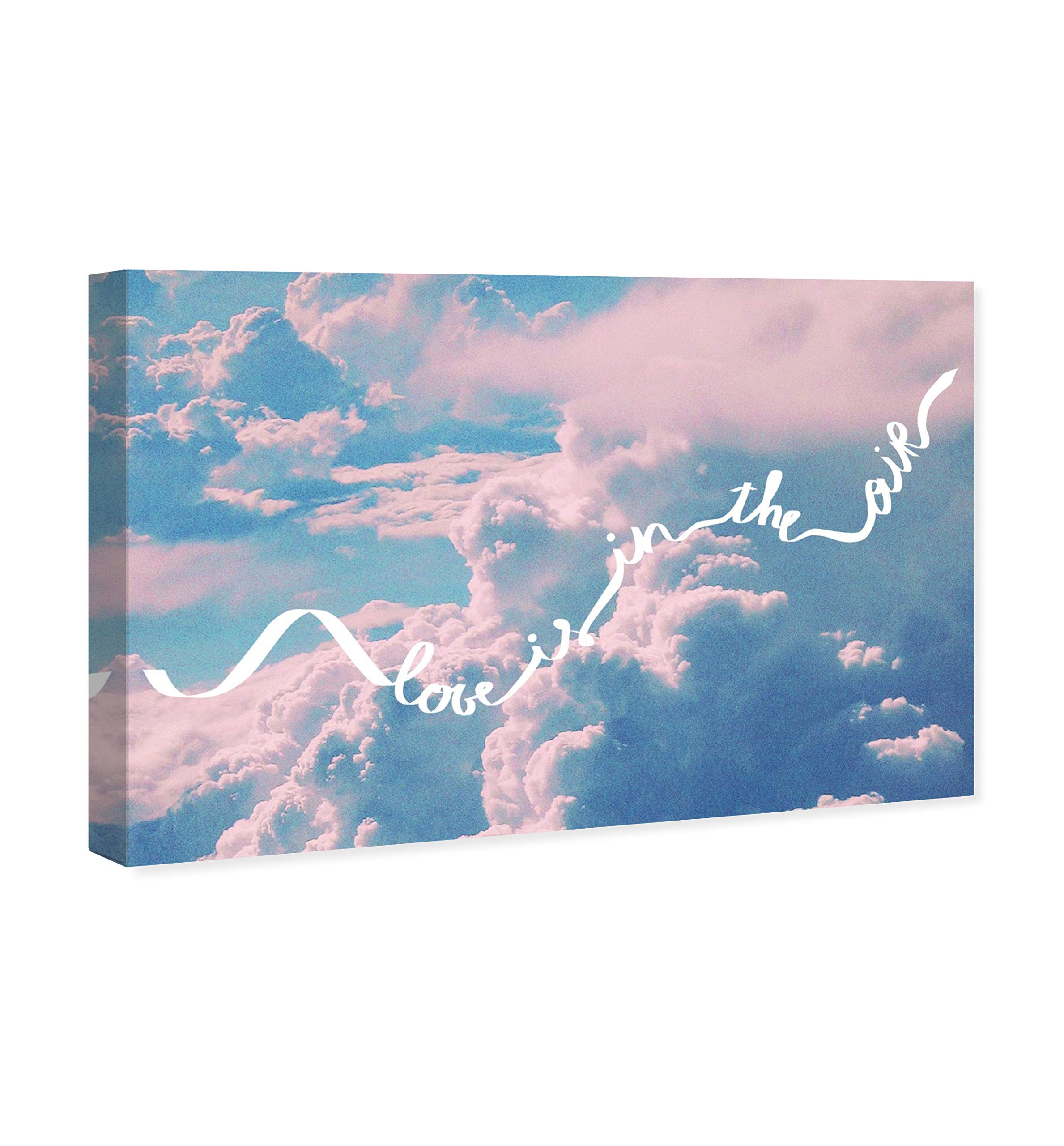 Oliver Gal Artist Co. 'Love is in The Air' Blue & White Typography Wall Art Canvas Print - 45x30 Inches Modern Home Decor for Living Room, Bedroom & Office