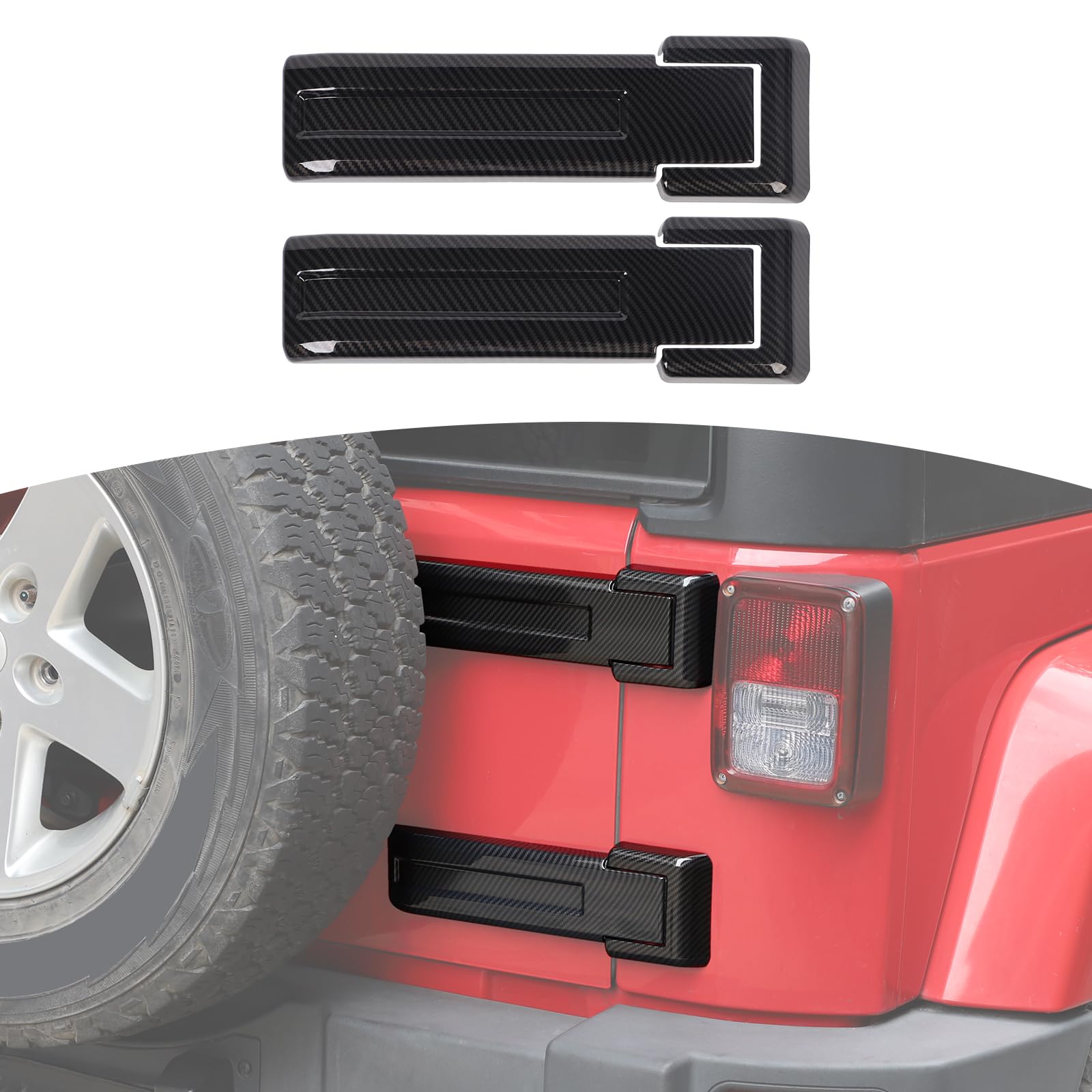 Carbon Fiber Tailgate Hinge Cover Trim for Jeep Wrangler JK JKU (2007-2017) - Exterior Accessories (2pcs) - Durable Protection & Style Upgrade for Off-Road Adventures