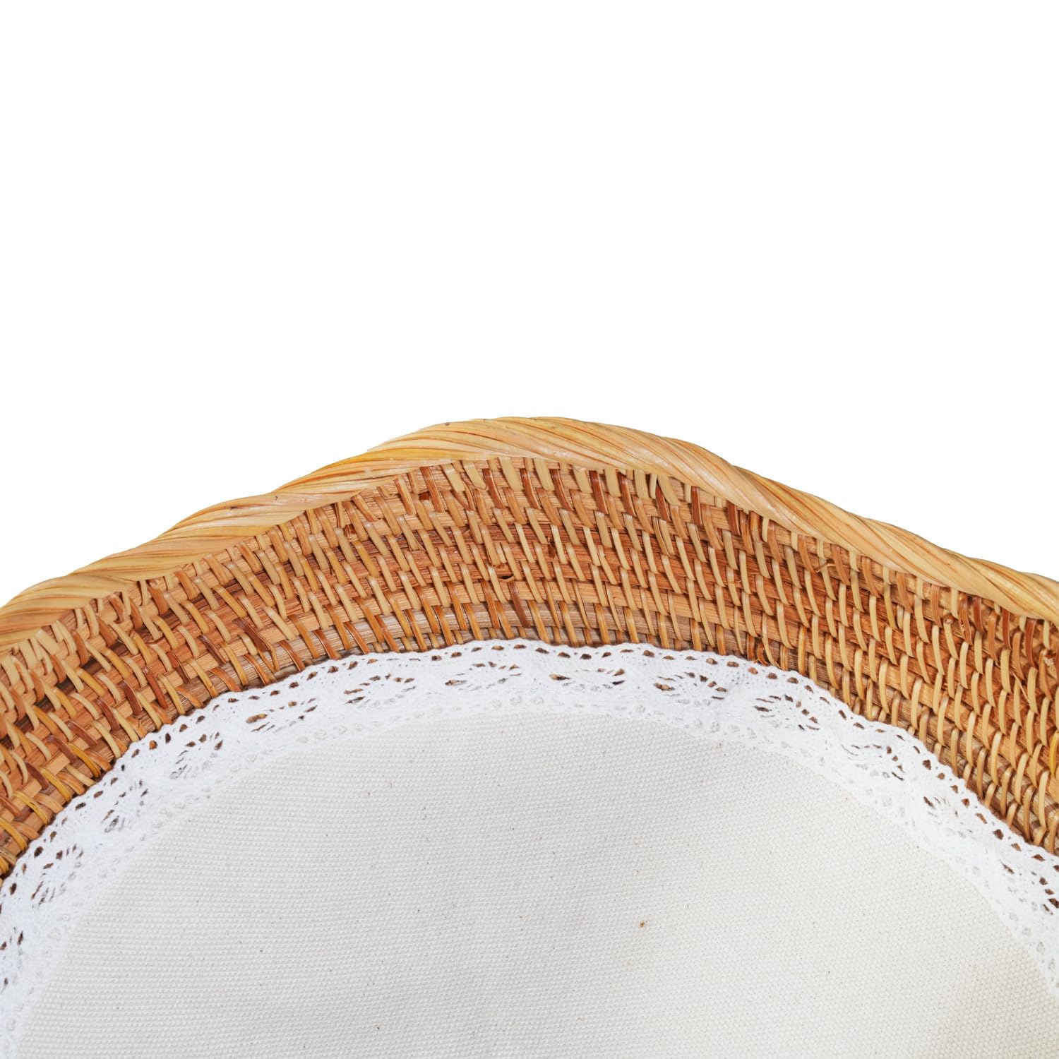Round Rattan Wicker Bread Basket with Removable White Liner - 11