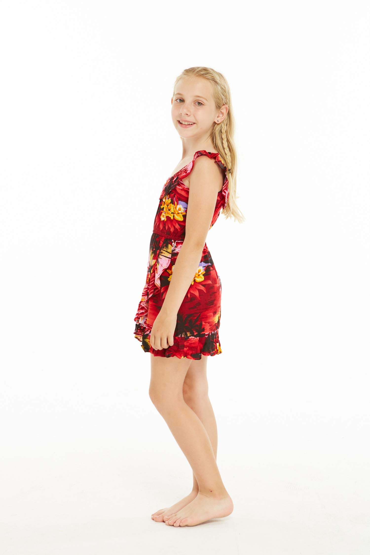 Girl's Ruffle Wrap Hawaiian Luau Dress - Sunset Beach Party Outfit
