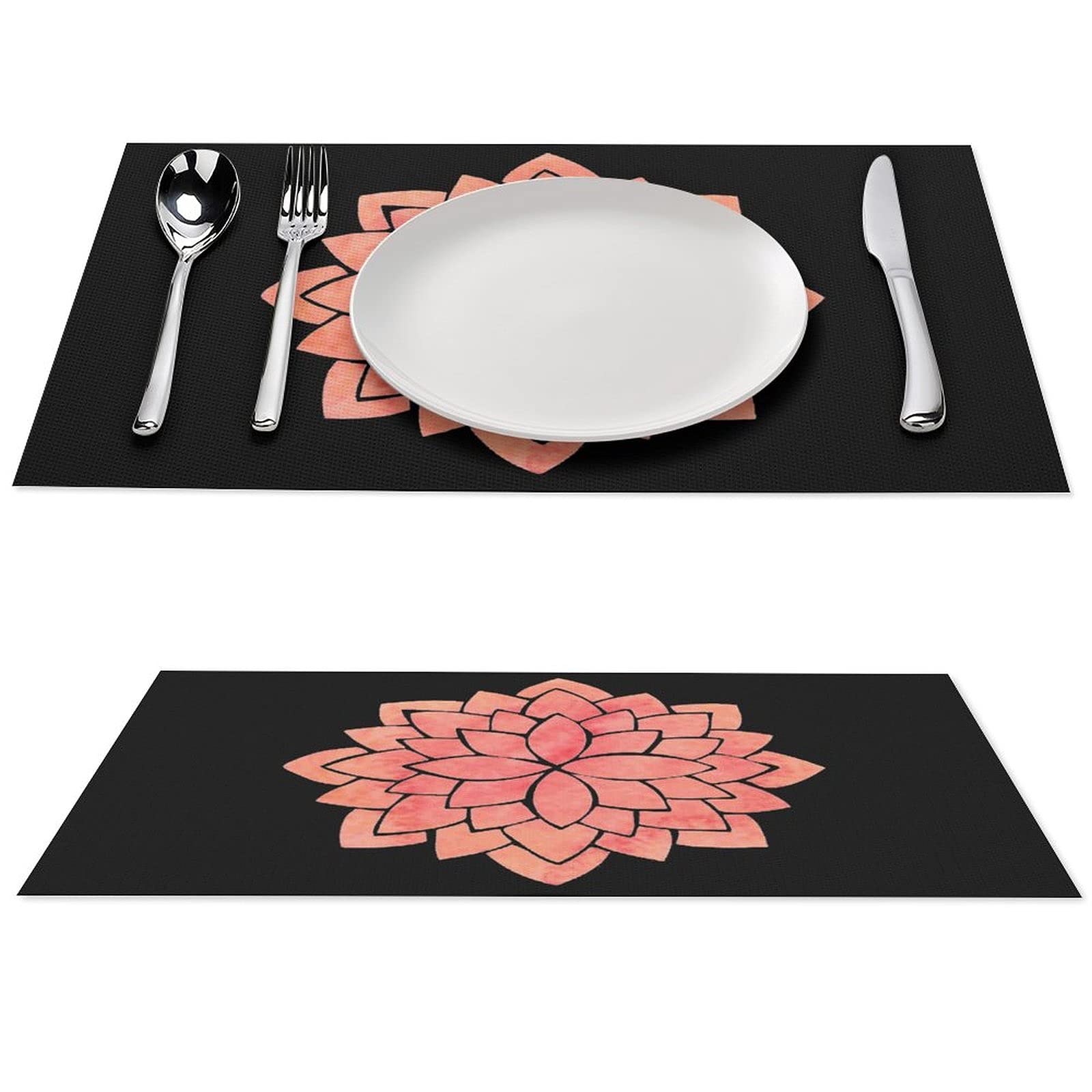 Premium Japanese Lotus Flower PVC Placemats - Washable & Durable Table Mats for Home, Kitchen, Dining Room Decor | Meditation & Zen Inspired Asian Blossom Art | Perfect for Yoga Studios, Tea Ceremonies & Mindful Dining (1 PC)