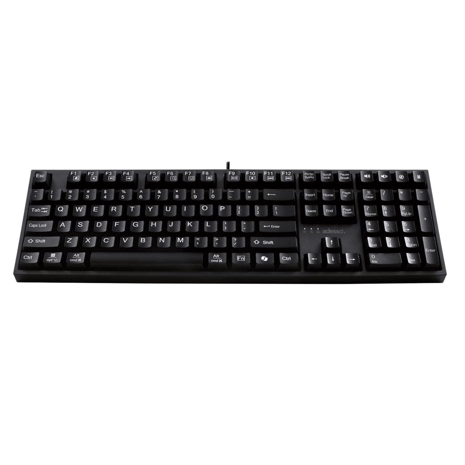 Adesso EasyTouch 670UB Backlit Ergonomic USB Keyboard - Wired Computer Keyboard for Office & Gaming - Spill-Resistant Design with Quiet Touch Keys (Black) - Perfect for Typing, Programming & Long Work Sessions