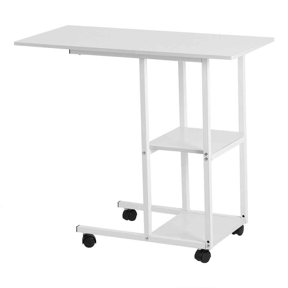 Best Fast Portable Multifunctional Rolling Laptop Desk - Adjustable Height, Removable Tray for Bed, Sofa, Office & Study - Perfect for Work, Reading & Snacking (White)