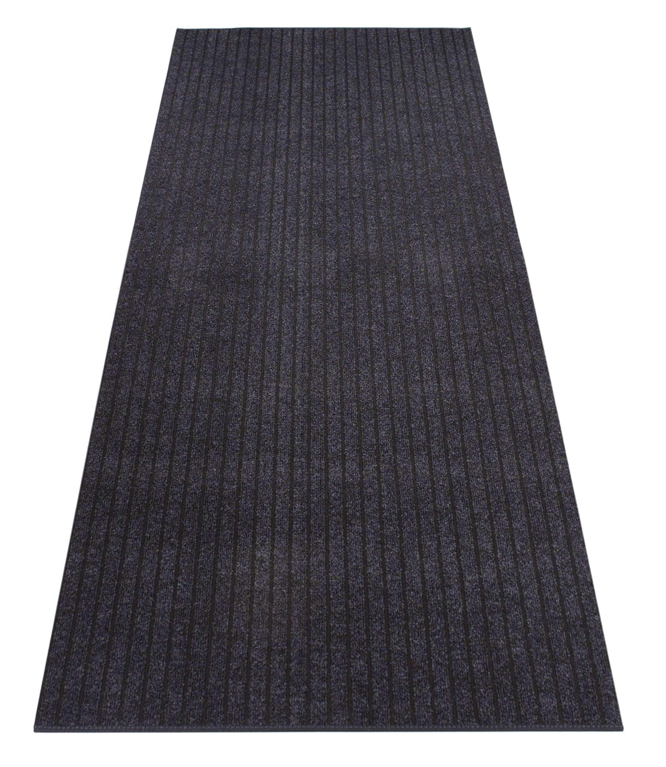 Custom Size Non-Slip Runner Rug with Ribbed Ridges Design - Indoor/Outdoor Durable Carpet with Rubber Backing for Better Traction (Grey, 36