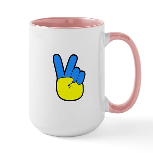 White/Pink Inside - Ukrainian Flag Peace Sign Ukraine Native Home Mugs