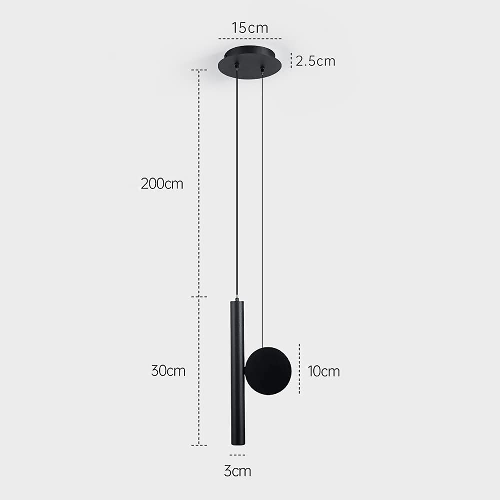Modern 3W LED 4000K Hanging Lamp - Creative Long Tube Bedside Light with Round Metal Ceiling Pendant Spotlight | Perfect for Living Room Sofa, Bedside Reading & Home Decor Lighting