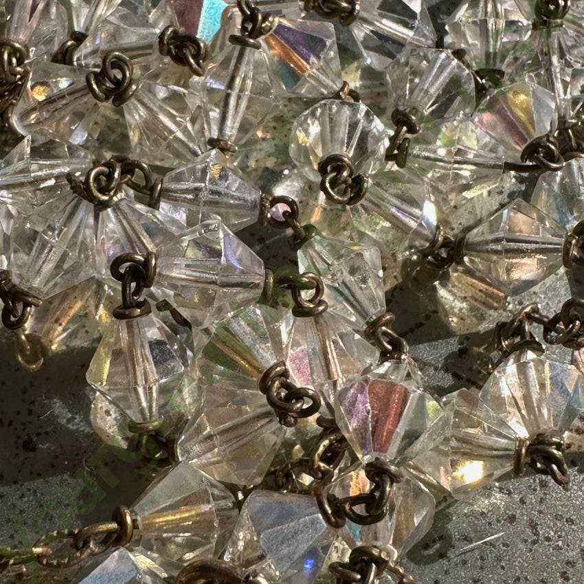 Vintage Glass Aurora Borealis Bead Rosary - Handmade Catholic Prayer Beads for Meditation, Spiritual Healing & Religious Gifts - Perfect for Prayer, Church Use & Home Decor