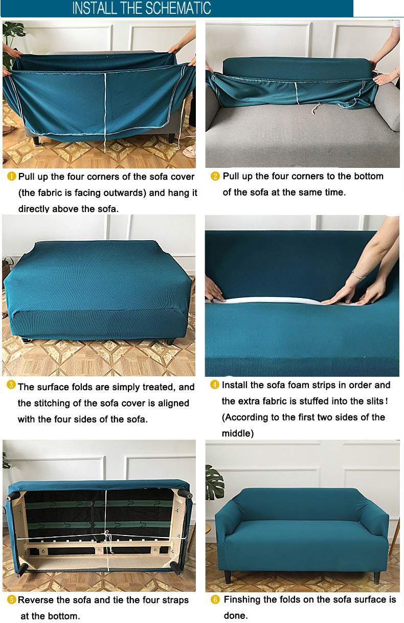 Oncefirst Stretchable Polyester Spandex Sofa Slipcover - Anti-Wrinkle, Slip-Resistant Couch Cover for Armchair, Loveseat & Sofa (35
