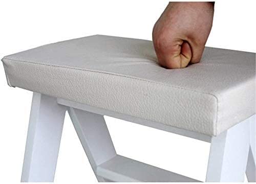 Solid Wood Folding Step Stool - 3-Step Portable Dual-Use Ladder Chair with Non-Slip Feet, White - Perfect for Kitchen, Bathroom, Closet Organization & Home Decor