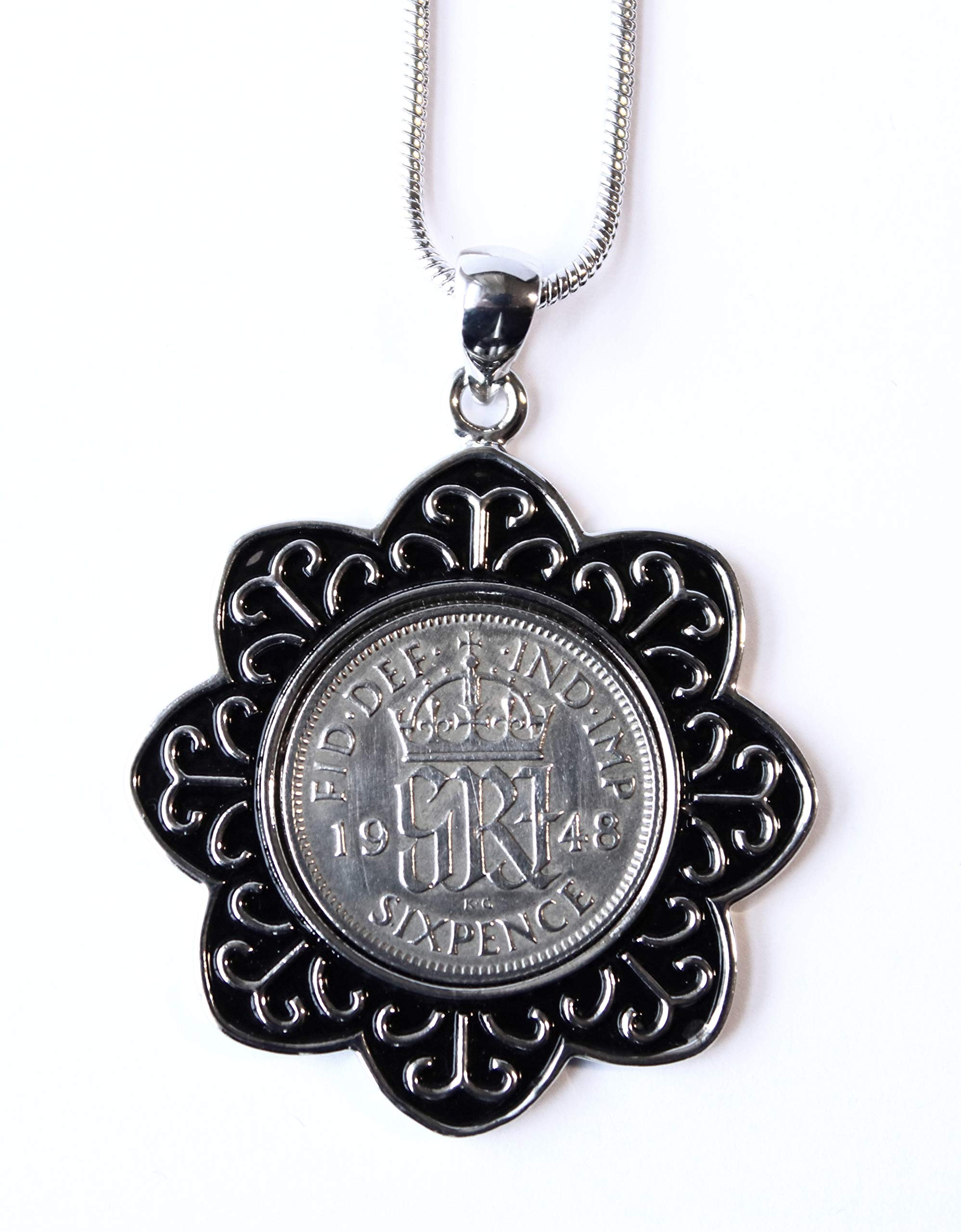 Vintage 1948 UK Rhodium Plated Pendant Necklace - Elegant Birthday Gift for Women | Perfect for Anniversaries, Special Occasions & Jewelry Collections