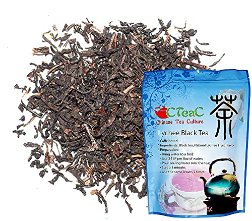 Premium Lychee Black Tea - Exotic Fruit Scented Loose Leaf Tea, Caffeinated, Hot or Iced, 2oz - Perfect for Afternoon Tea, Relaxation & Gift Giving