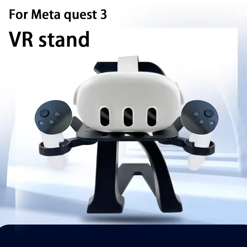 VR Headset Stand with Controller Holder for Meta Quest Pro, Quest 2 & Rift S - Black Gaming Accessory Organizer for Virtual Reality System - Perfect for VR Gaming Setup, Living Room Display & Charging Station