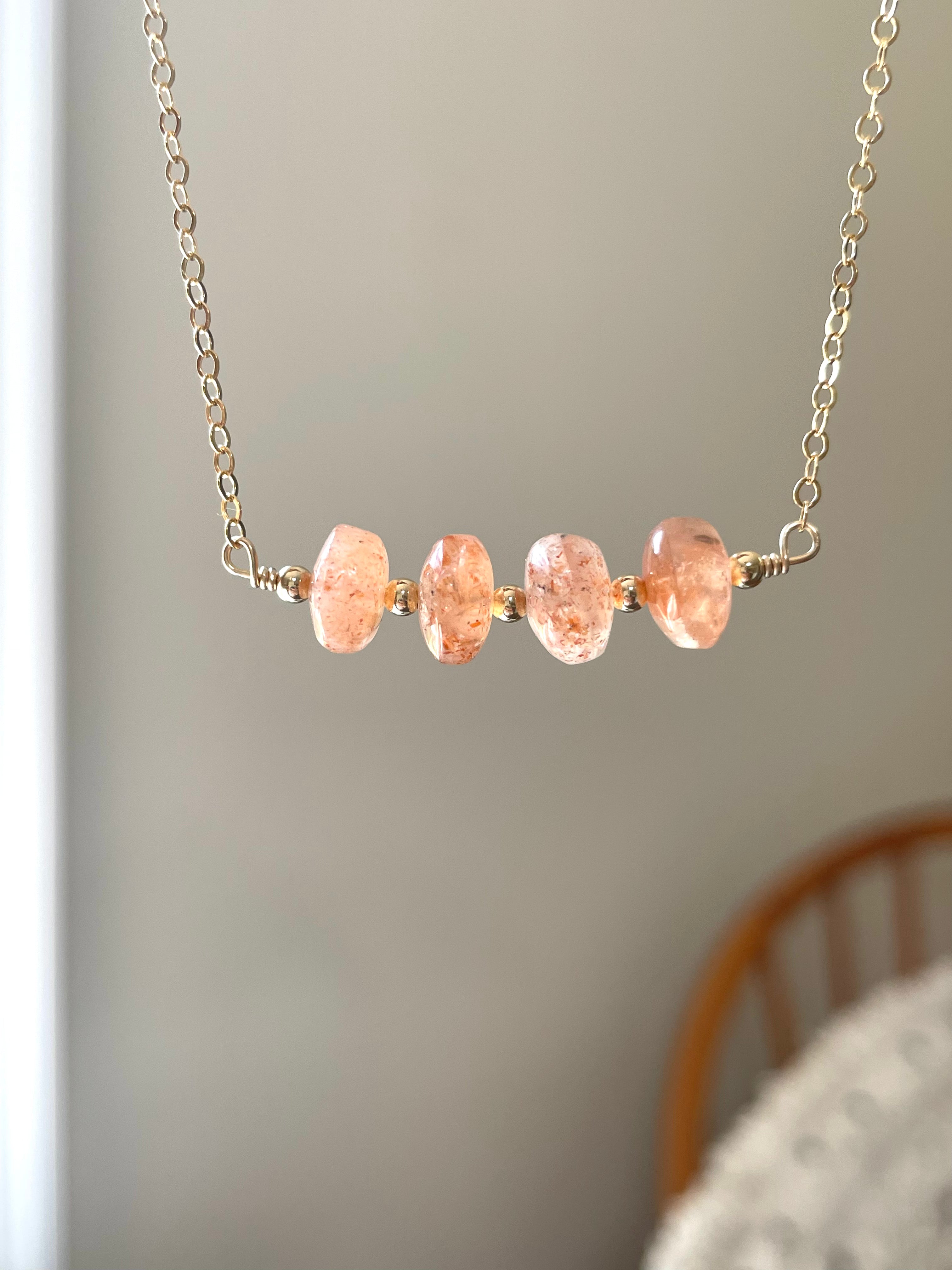 Sunstone Necklace in Gold or Silver - Elegant Healing Crystal Jewelry for Women, Perfect for Daily Wear, Meditation & Energy Balancing