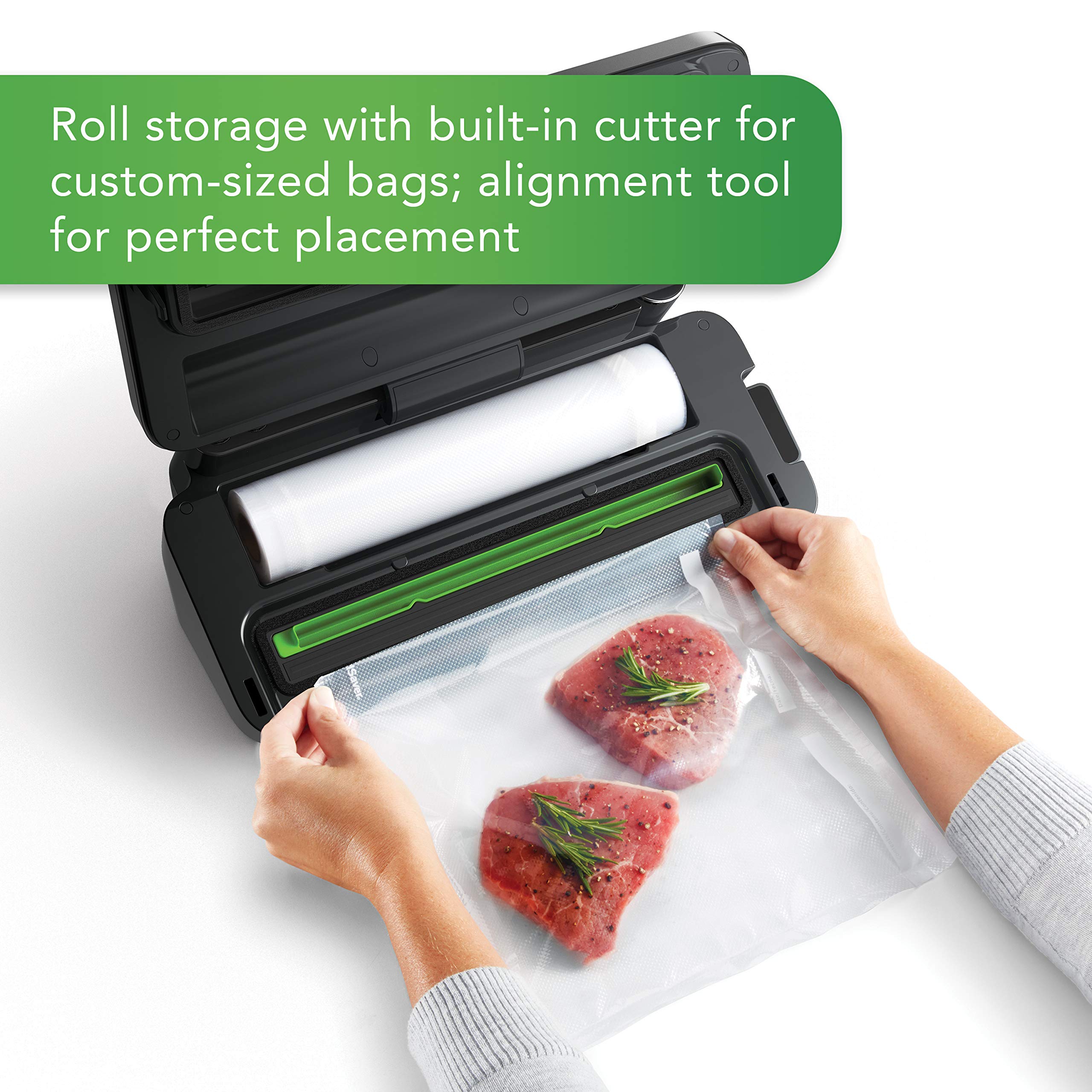 FoodSaver Vacuum Sealer Machine - 4 Settings (Pulse/Marinate) with Bags & Roll | Handheld Vacuum Sealer for Airtight Food Storage, Sous Vide Cooking & Meal Prep | Compact Kitchen Appliance for Freezer, Pantry & Camping (Black)