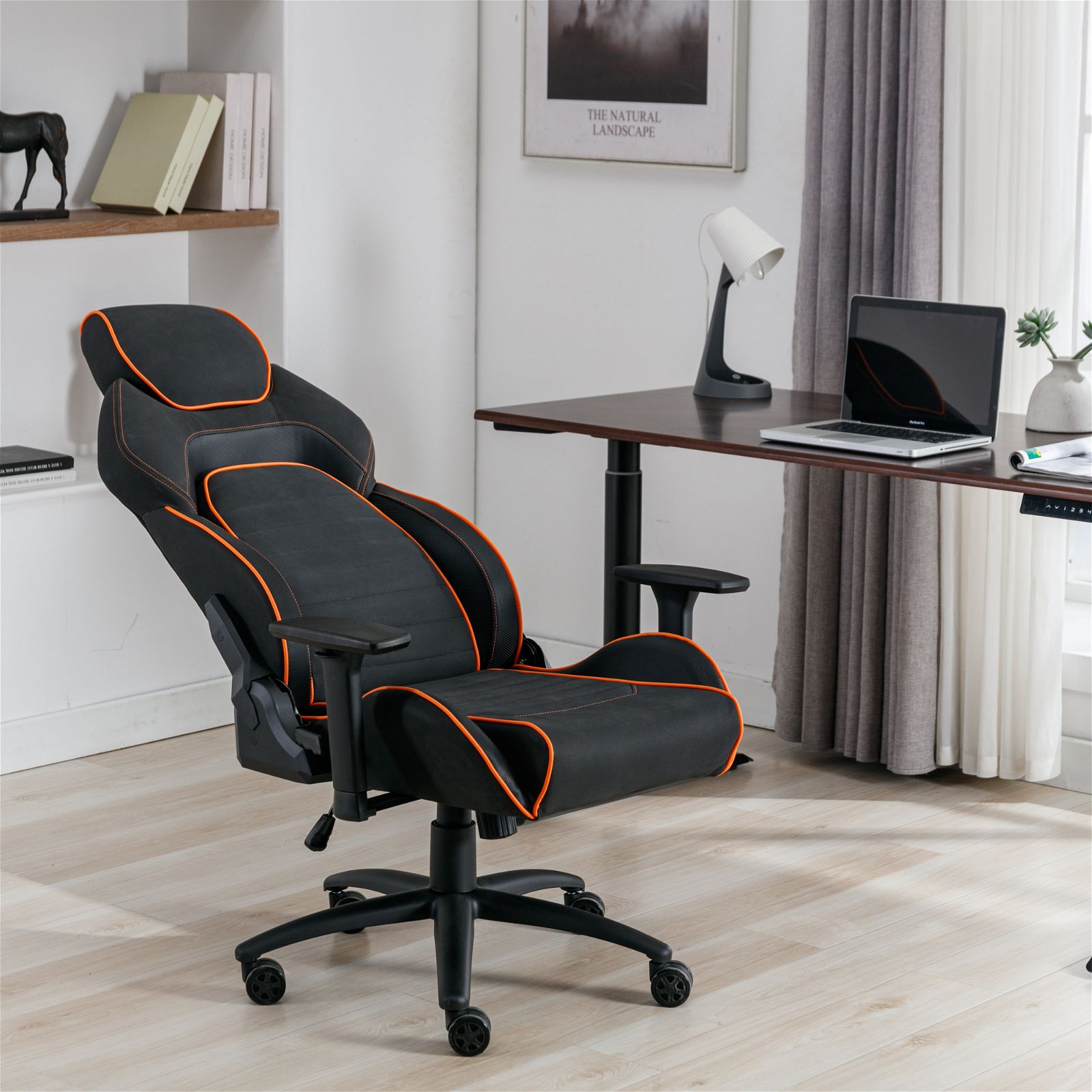 Premium Ergonomic Gaming & Office Chair with Adjustable Armrests - Black & Orange by Tauris - Perfect for Long Work Hours & Intense Gaming Sessions