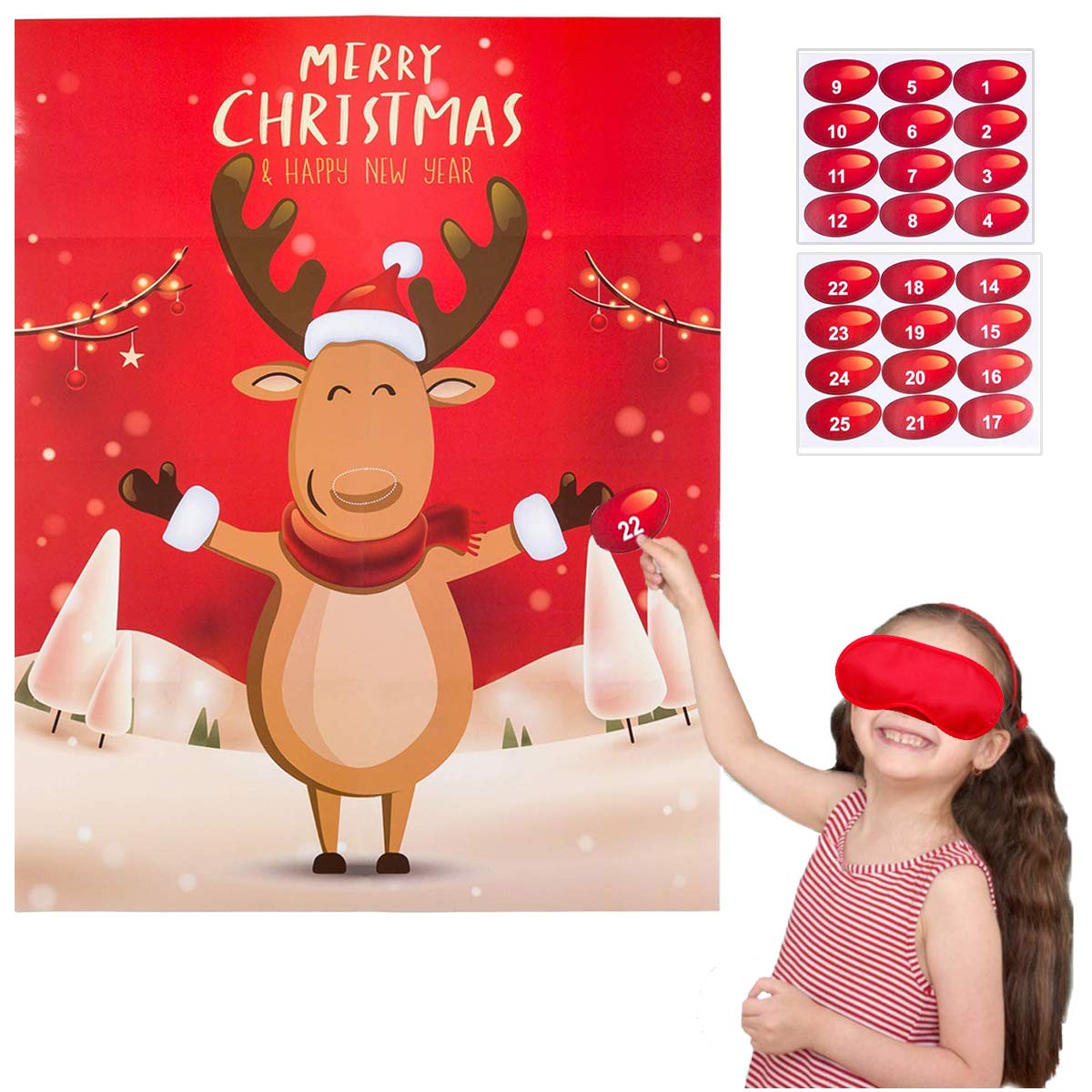 Pin The Nose On The Reindeer - Fun Christmas Party Games for Kids & Family Activities | Holiday Party Favors, Xmas Eve Entertainment & Festive Gift Ideas for Family Gatherings