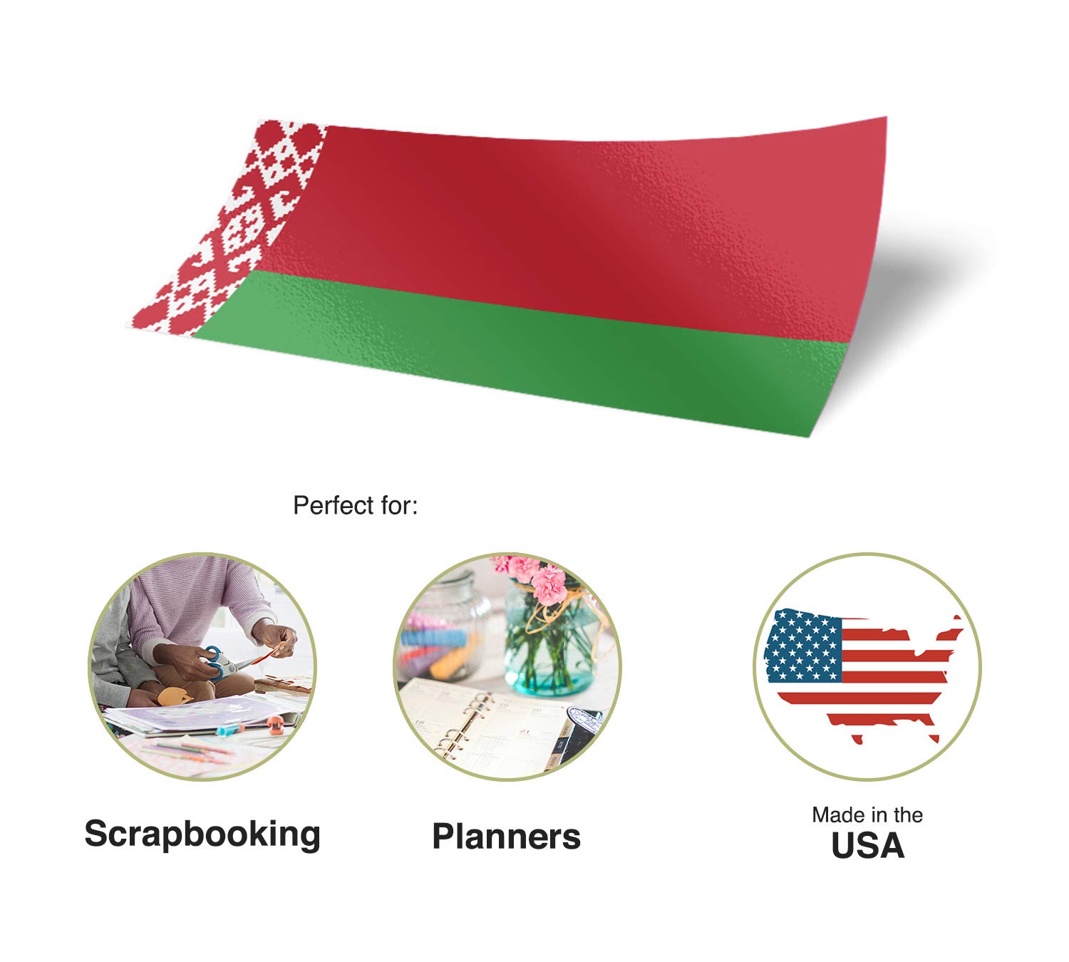 Belarus Country Flag Sticker Pack - 8 Desert Cactus Design Vinyl Decals for Scrapbooking, Cars, Laptops & Windows | Variety Sizes | Kids Crafts & Bumper Decor
