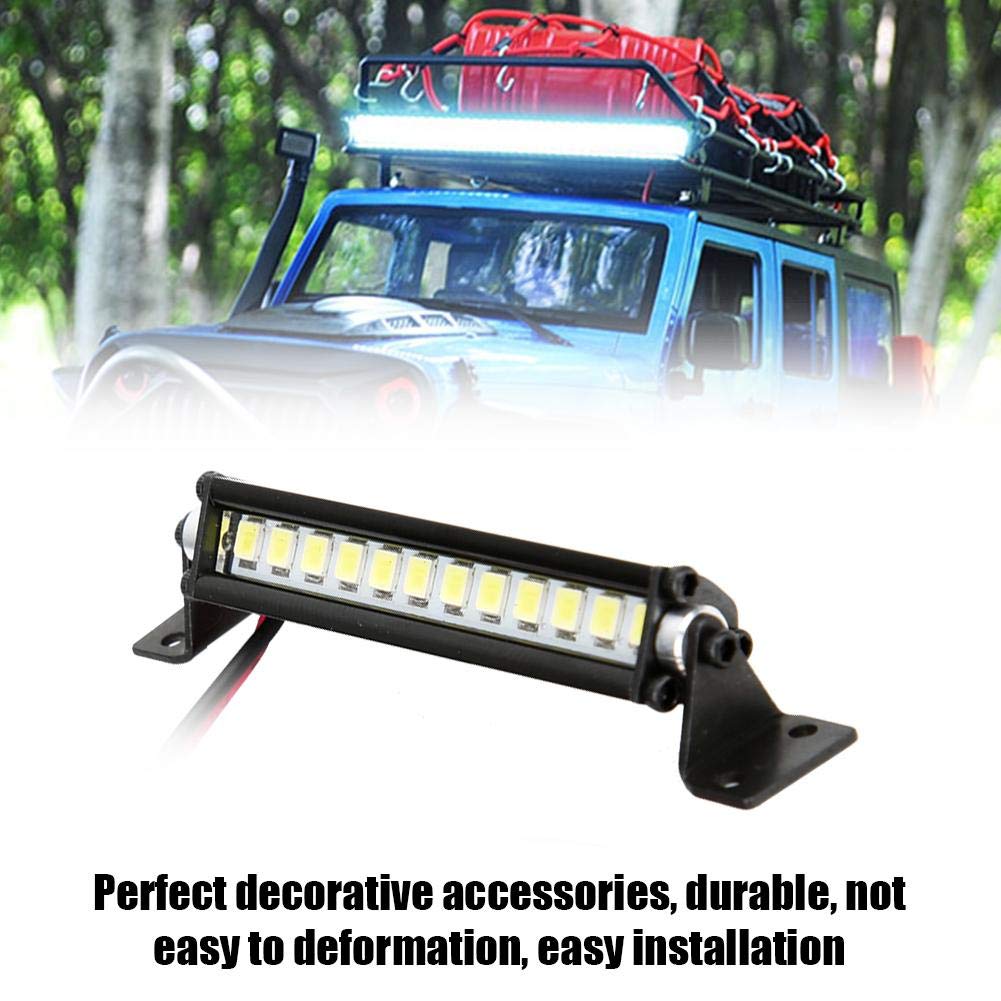Dilwe RC Car LED Roof Light Bar - 12 Mini LEDs for SCX10 1/10 Scale 4WD Crawler - Black | Off-Road Night Crawling & Trail Adventure Lighting Accessory