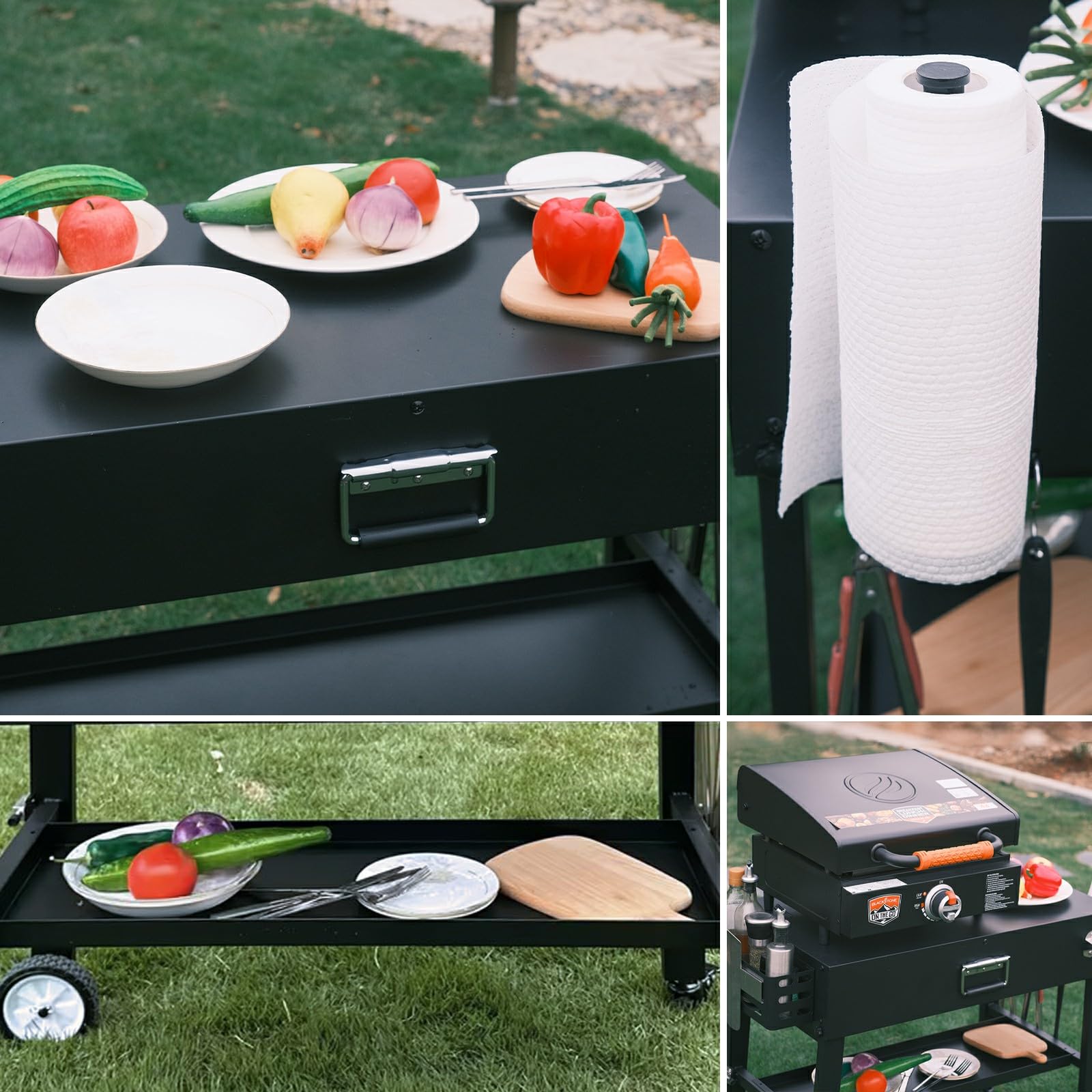 Portable Outdoor Grill Table Cart for Ninja Woodfire OG701 Series | Folding Camping Grill Stand for Blackstone 17