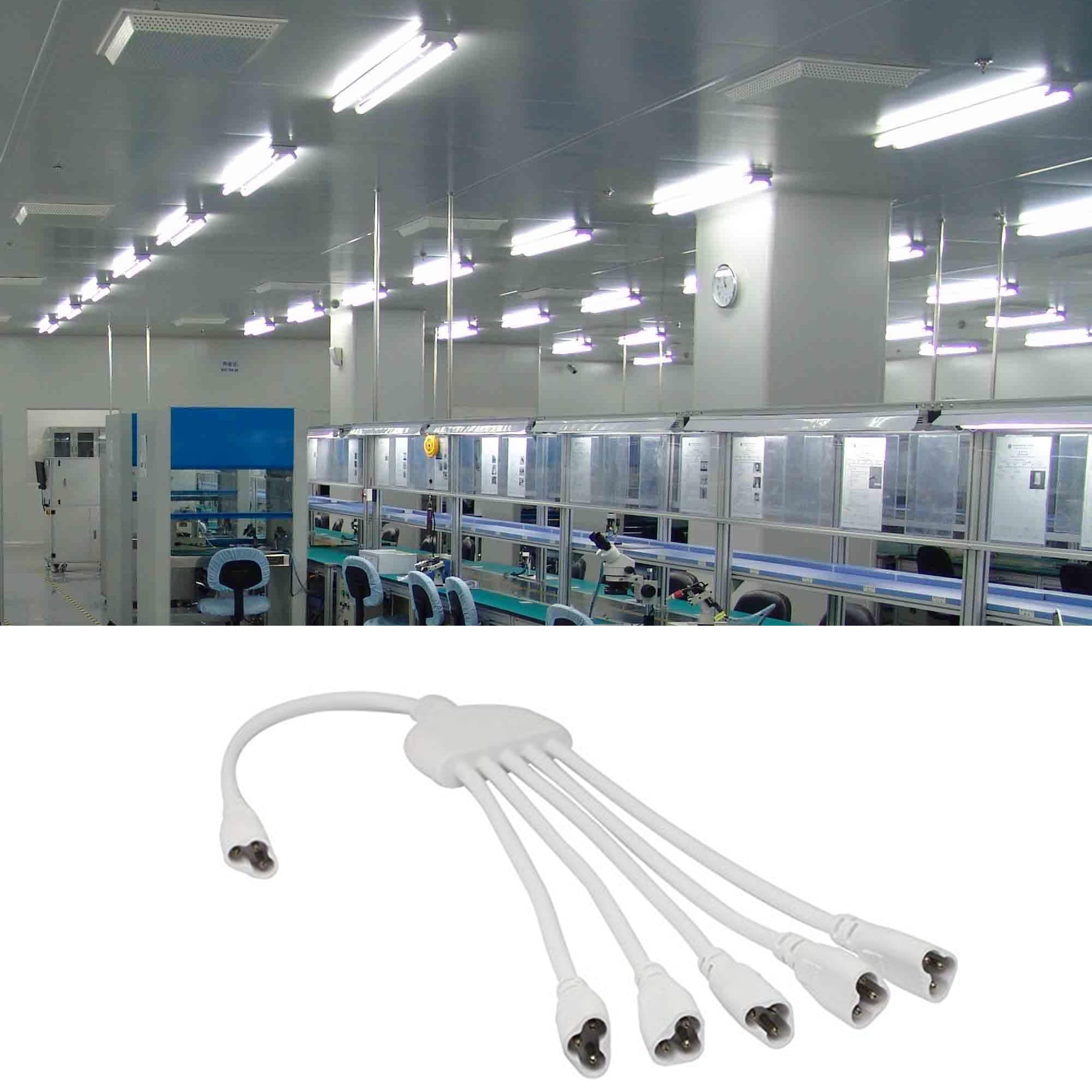 SinLoon T5 T8 LED Splitter Cable - 3 Pin 5 Way Connector for Ceiling Lights & LED Tube Lamps - Extension Cord for Home, Office, and Commercial Lighting Installations