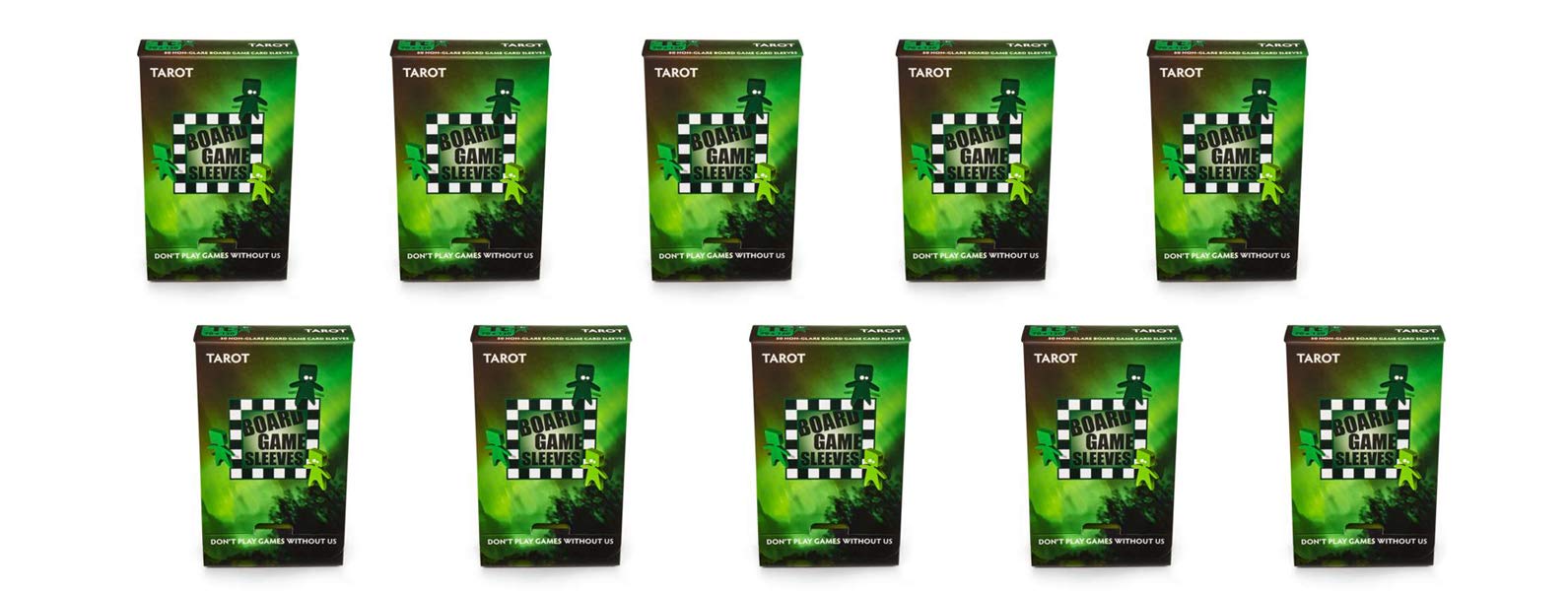 10 Packs Arcane Tinmen Non-Glare Board Game Sleeves - 50 Count Tarot Size Card Protectors with Display Case | Perfect for Magic: The Gathering, Yu-Gi-Oh, and Collectible Card Games