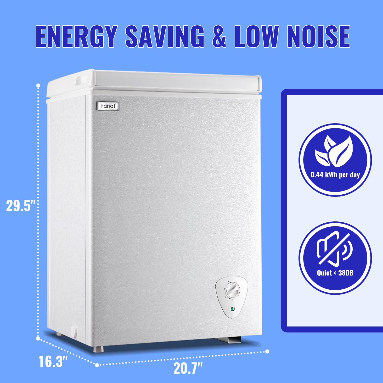 WANAI 3.5 Cu Ft Chest Freezer - Mini Deep Freezer with 7 Temperature Settings, Fast Cooling, Energy Efficient - Perfect for Apartments, Dorms, Home, Office & Business Use - Portable Compact Design (White)
