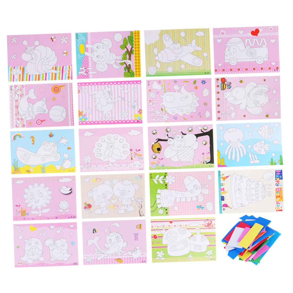 EXCEART 19-Pack Kids Arts and Crafts Kit - Self-Adhesive Foam Mosaic Stickers, Thick EVA Puzzle Stickers for Boys & Girls - Creative DIY Craft Supplies for Classroom, Birthday Party & Home Activities