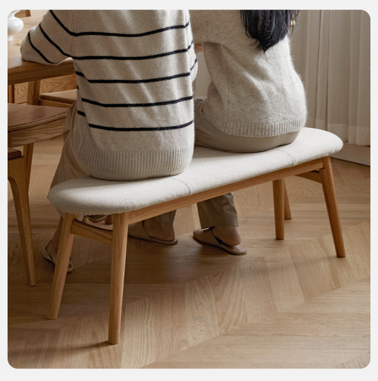 Solid Oak Wood Bench with Soft Cushion - Durable & Comfortable Seating for Living Room, Bedroom, or Entryway