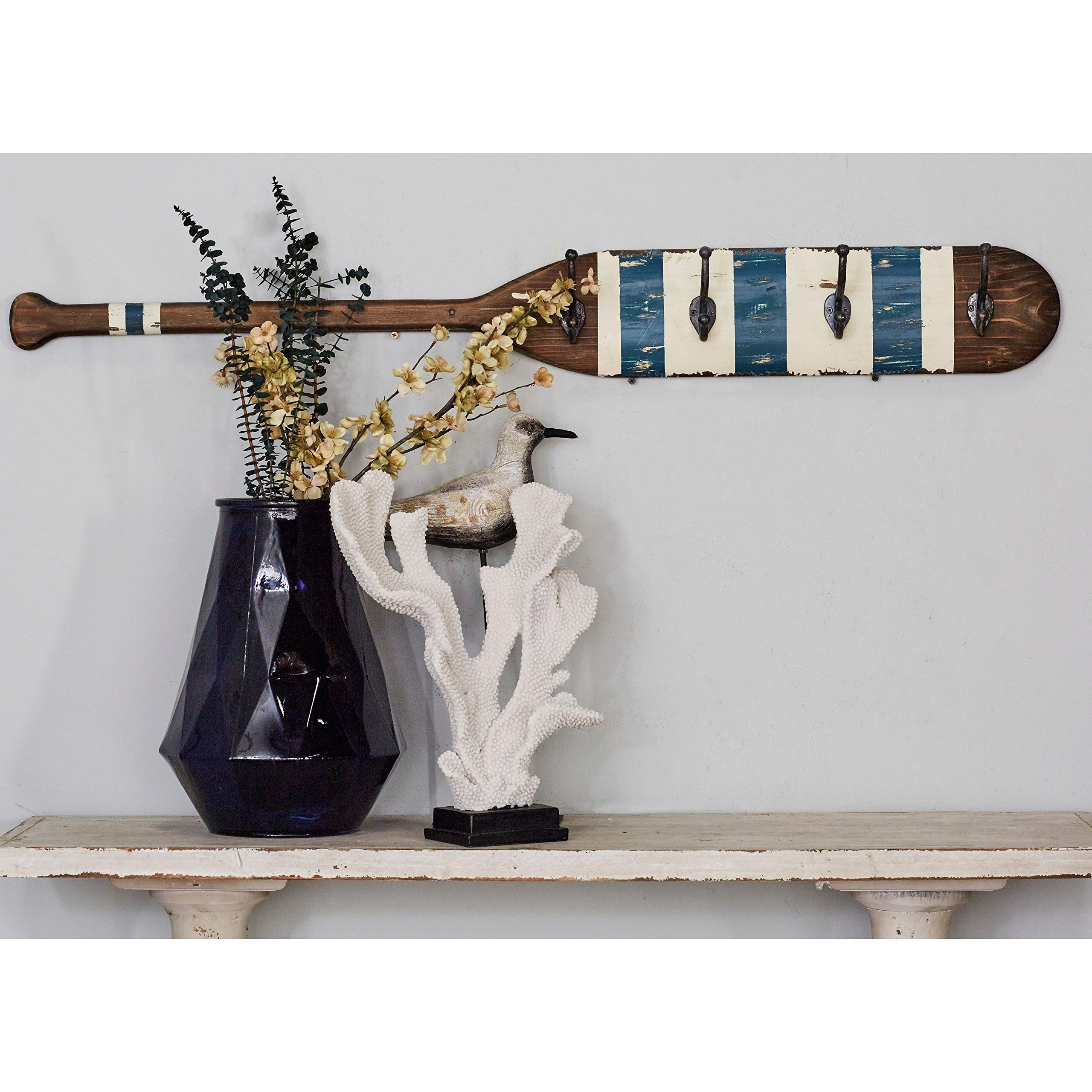 Premium Wood and Metal Oar with Hooks - Multi-Color Iron Finish - Perfect for Fishing, Boating, and Outdoor Water Sports