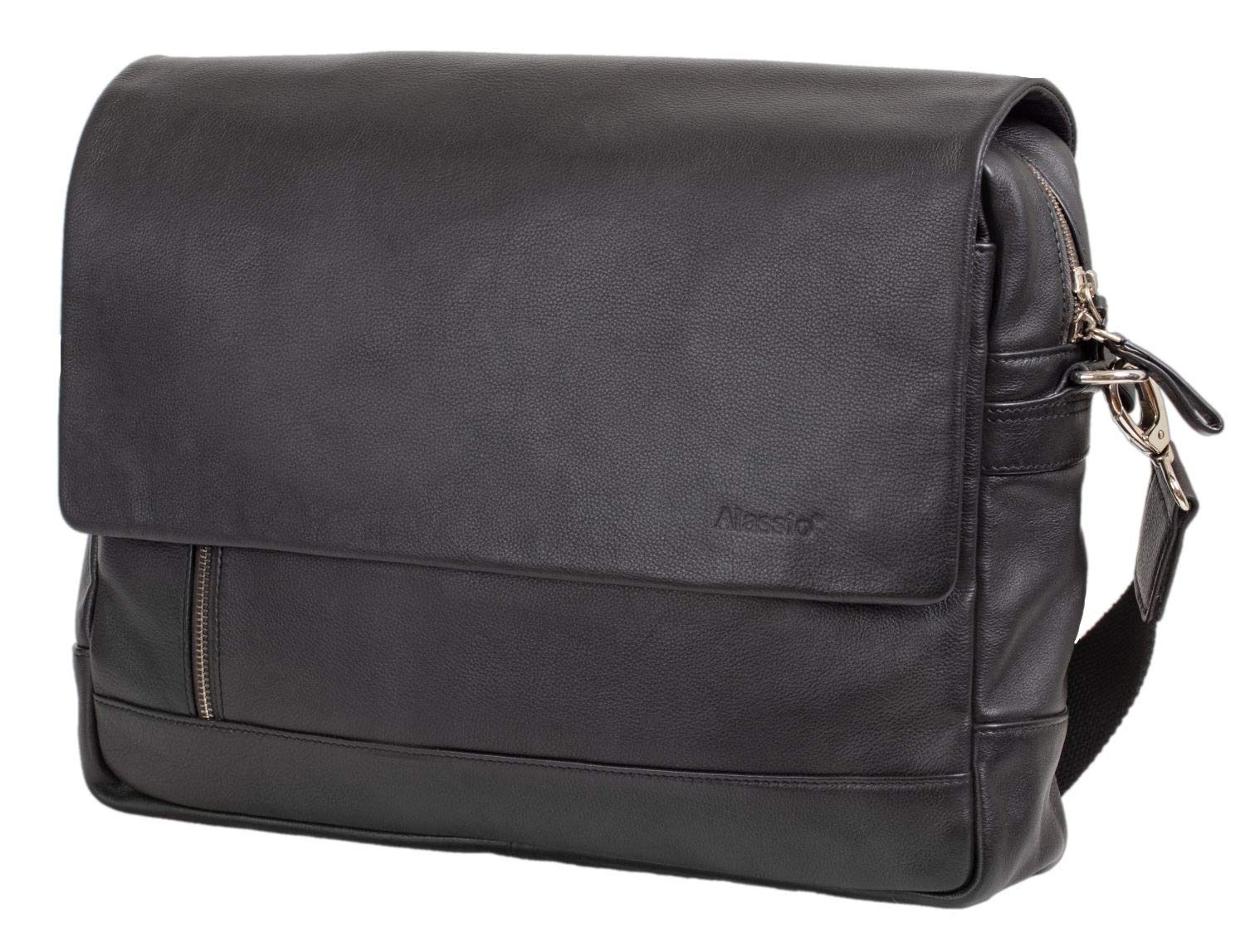 ALASSIO Waterproof Laptop Bag for Men & Women - 15.6 Inch Business Backpack - Black Slim Briefcase (28 x 38 x 9.5 cm) - Perfect for Office, Travel & Commuting