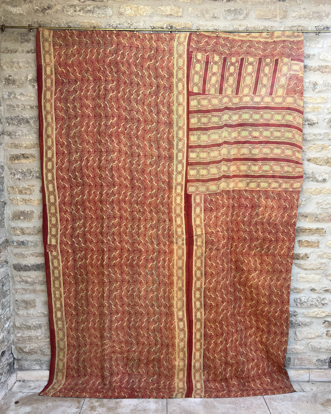 Midweight Kantha Quilt No. 786 - Handmade Cotton Bedspread, Lightweight Throw Blanket for Bedroom Decor, Sofa & Travel - Perfect for Cozy Nights, Guest Rooms & Bohemian Home Styling