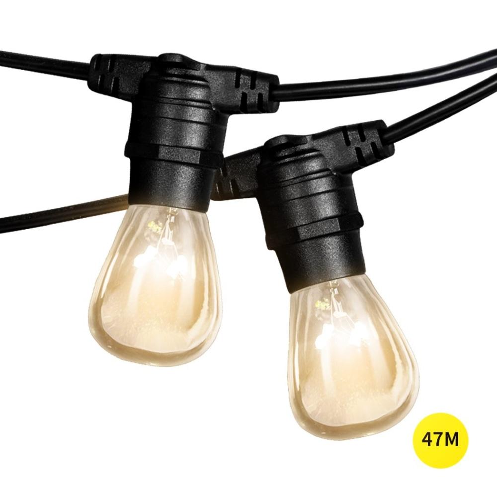 47M 150 LED Festoon String Lights - Waterproof Outdoor/Indoor Fairy Lights for Christmas, Wedding, Party, Garden, Patio, Backyard Decoration - Warm White & Dimmable for Cozy Ambiance